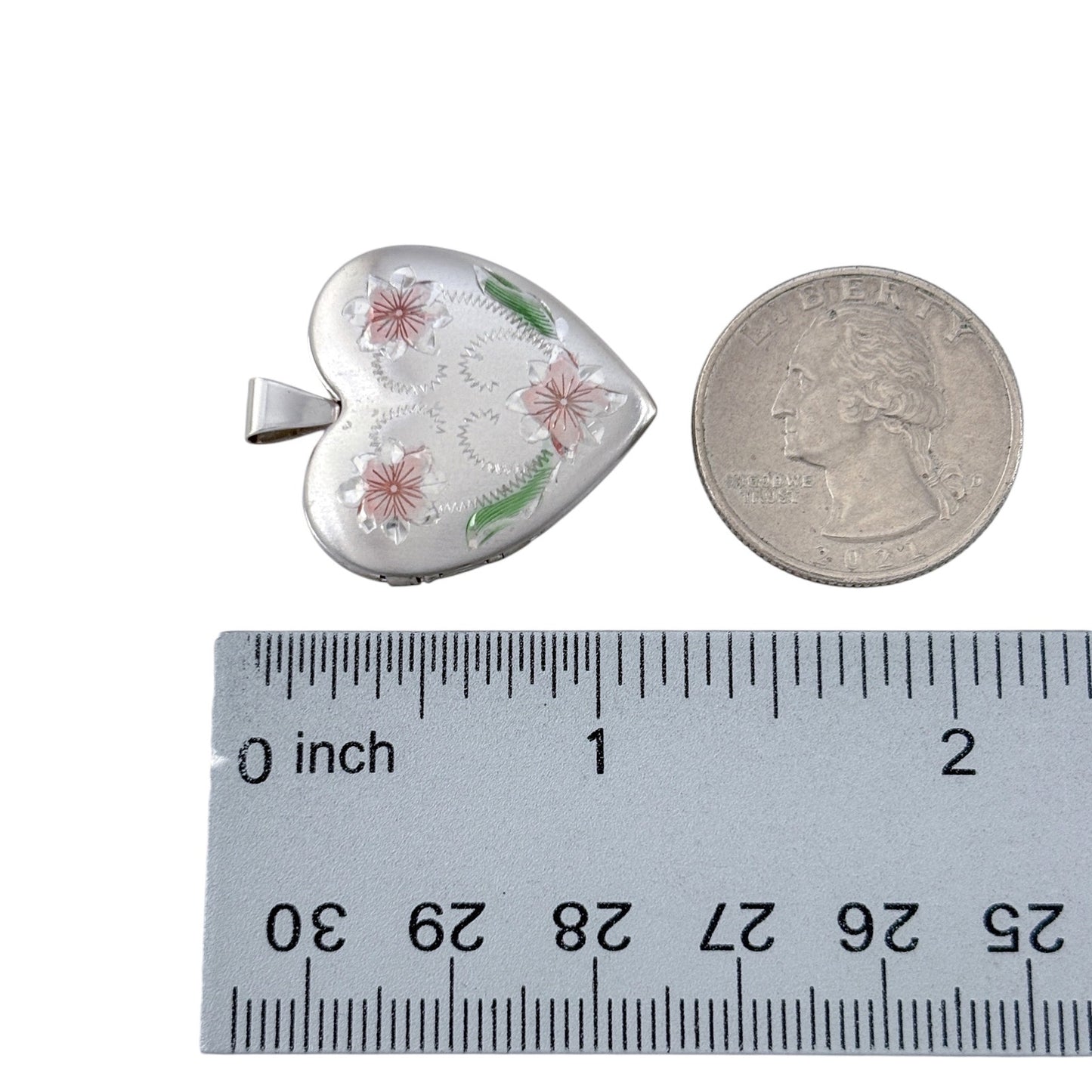 Vintage Sterling Silver 925 Etched Floral Locket Pendant