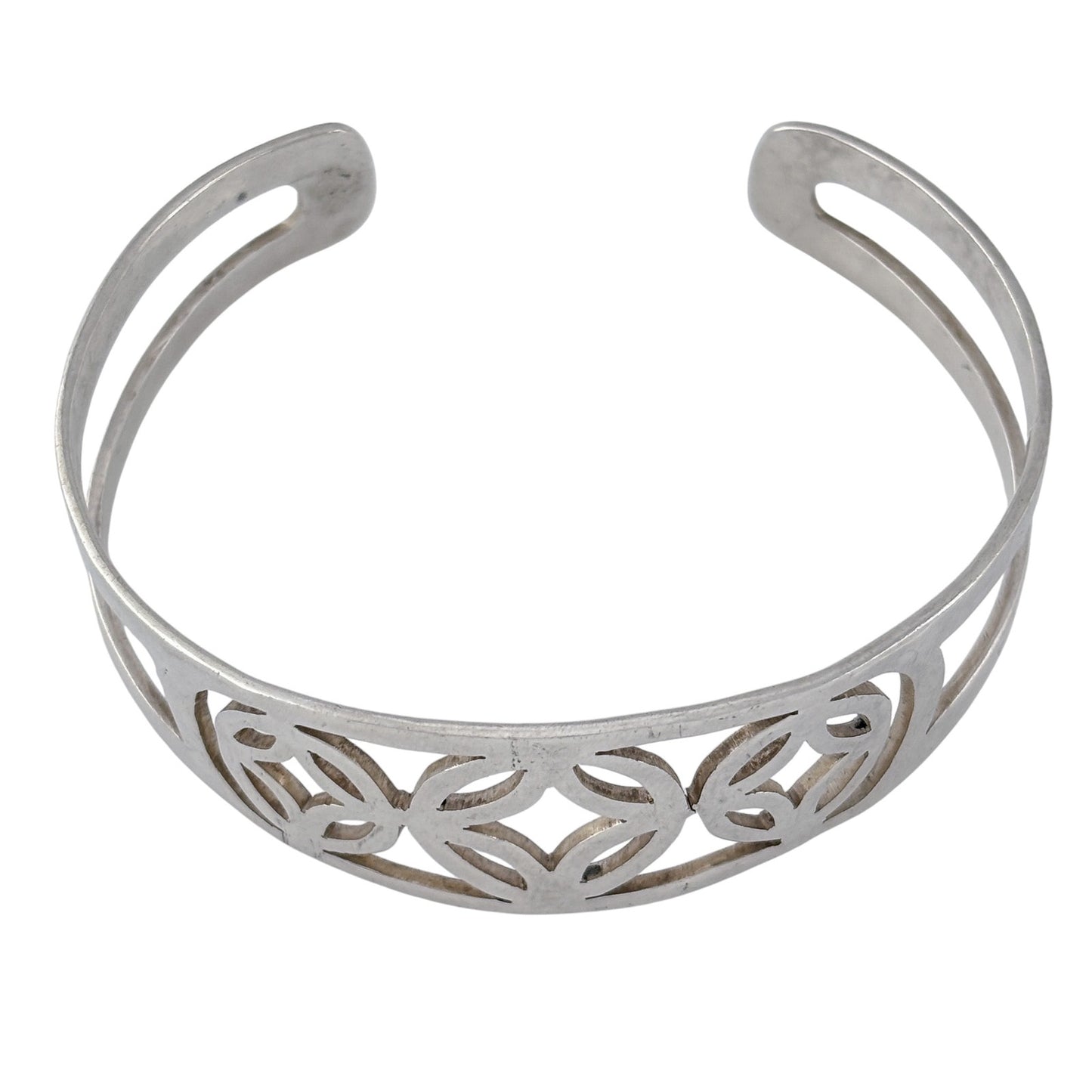 Vintage Sterling Silver 925 Openwork Cuff Bracelet 7.25"