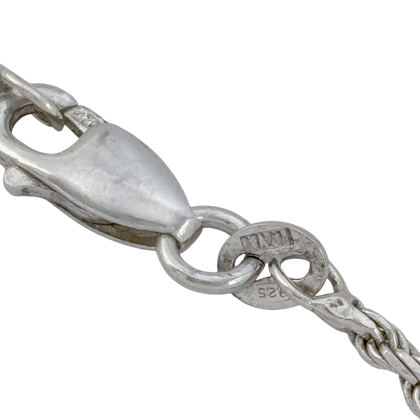 Vintage Italian Sterling Silver 925 Rope Link Chain Necklace 18"