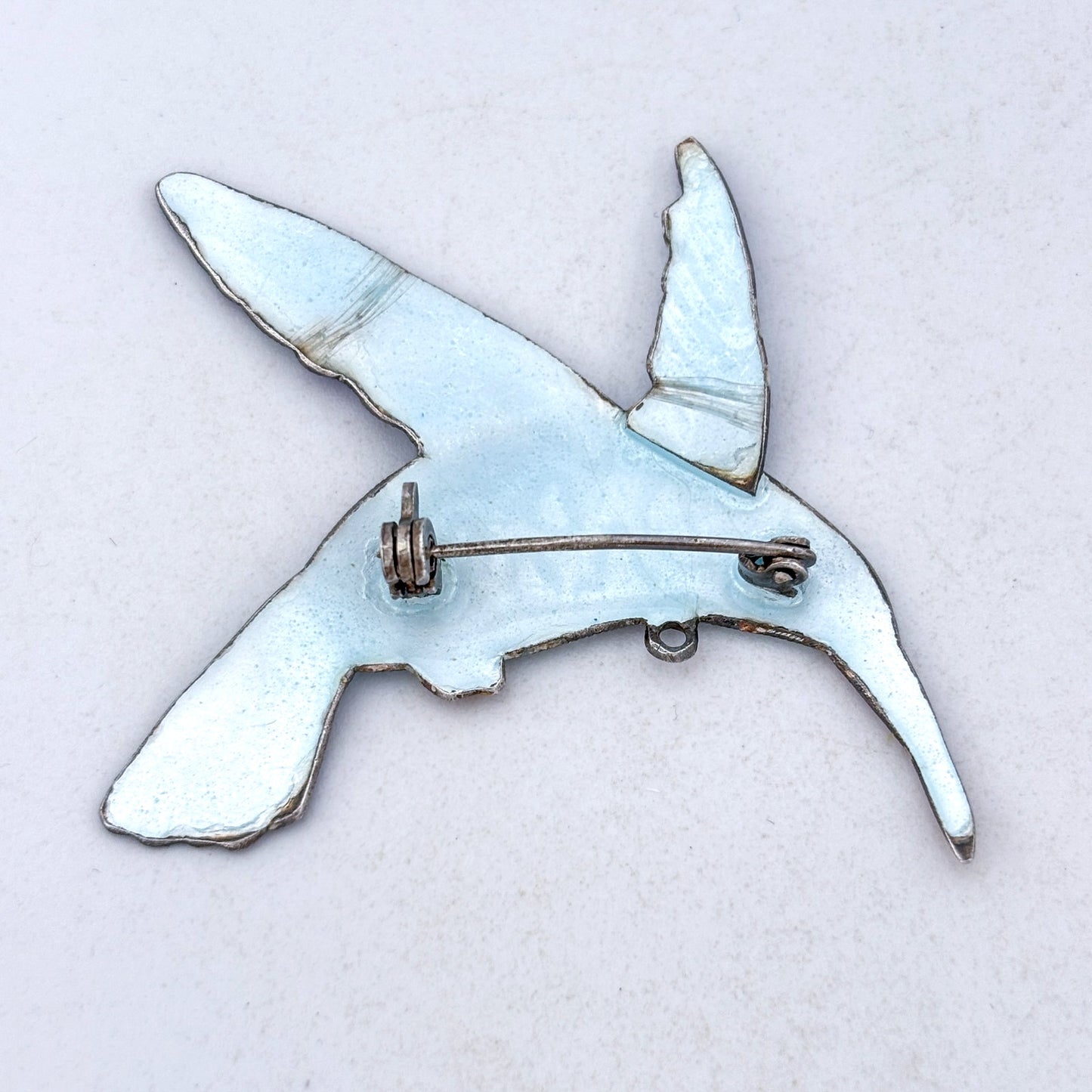 Vintage Sterling Silver 925 Hummingbird Enamel Brooch
