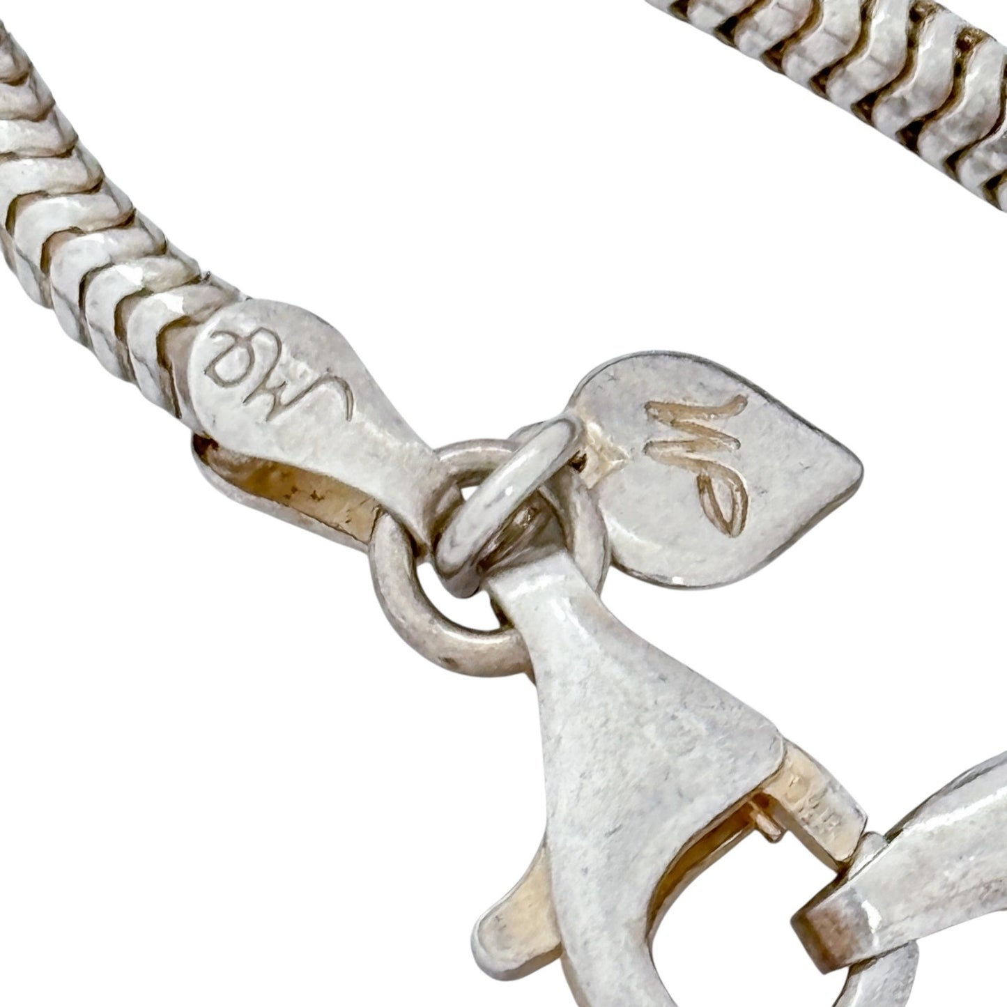Estate Italy Sterling Silver 925 Snake Chain Charm Bracelet 7.5"