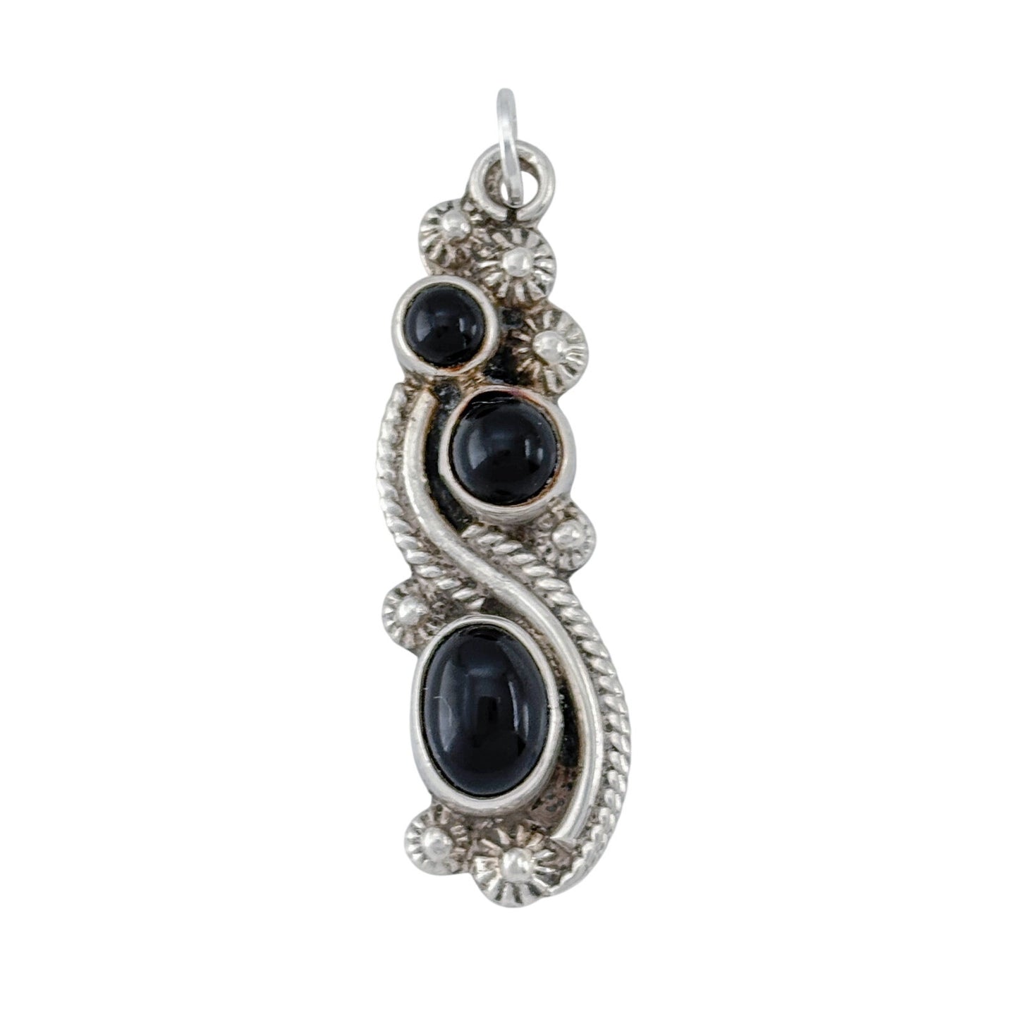 Vintage Sterling Silver 925 Onyx Pendant