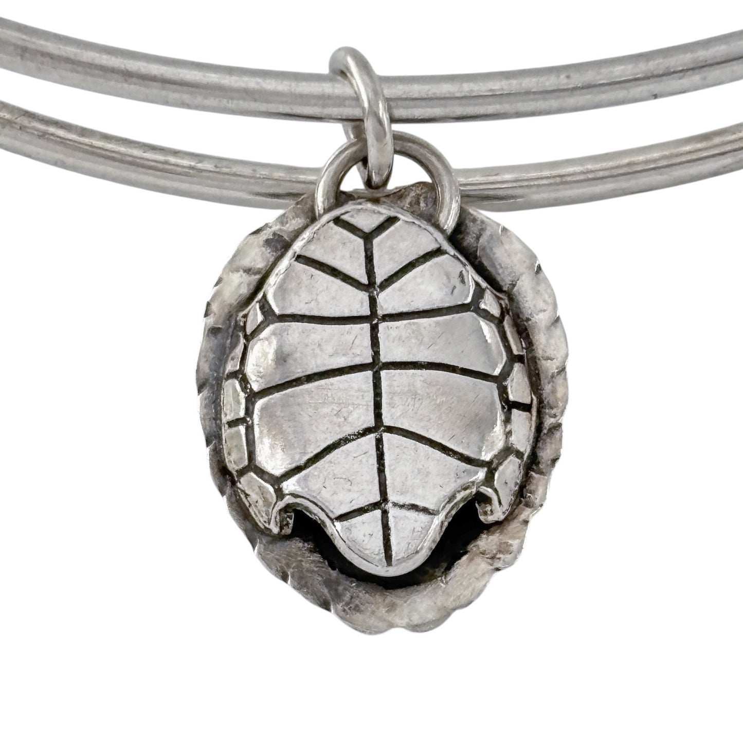 Vintage Sterling Silver 925 Adjustable Bangle with Turtle Charm 7.75"