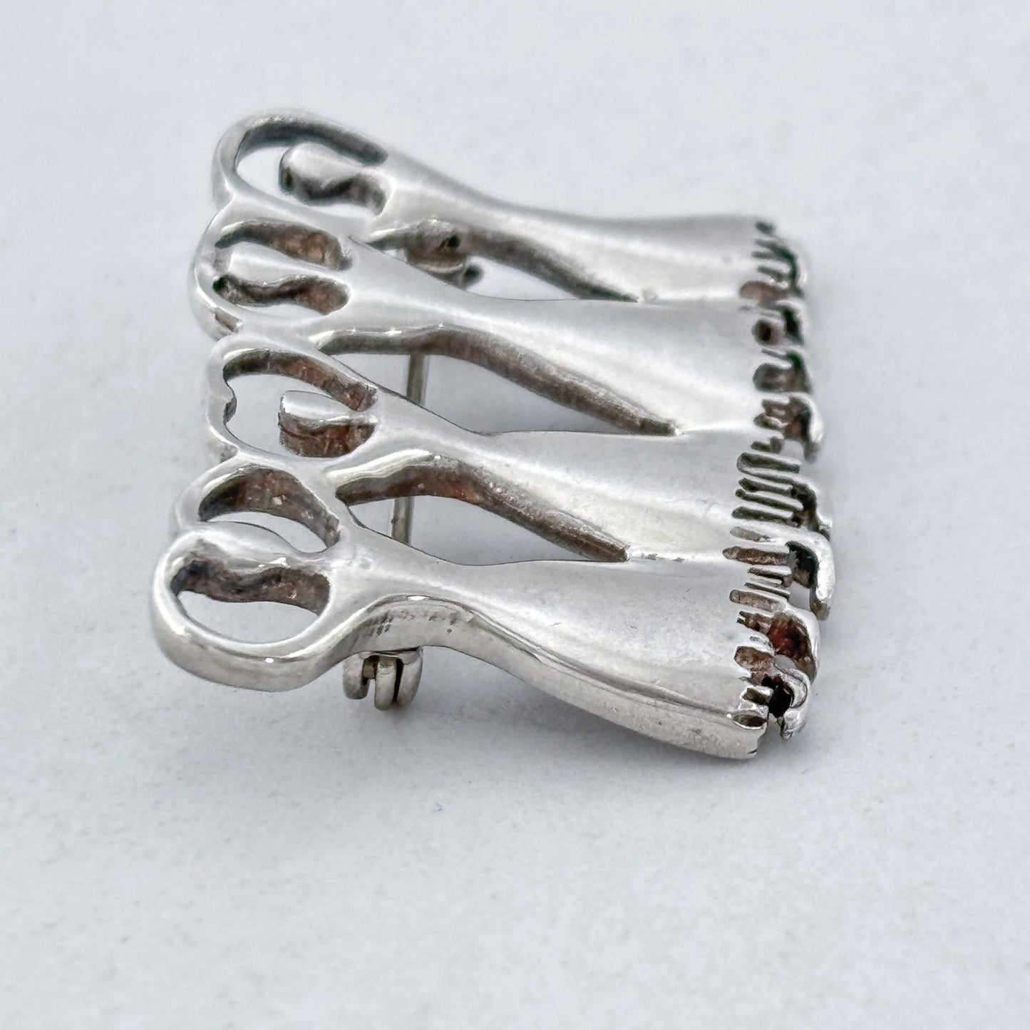 Vintage Sterling Silver 925 Greek Ritual Dancing Figures Brooch