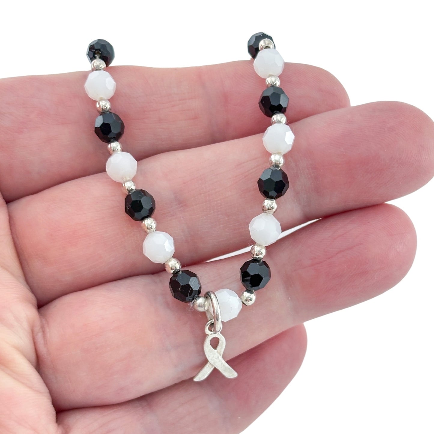 Vintage Sterling Silver 925 Carcinoid Cancer Awareness Bracelet 7"