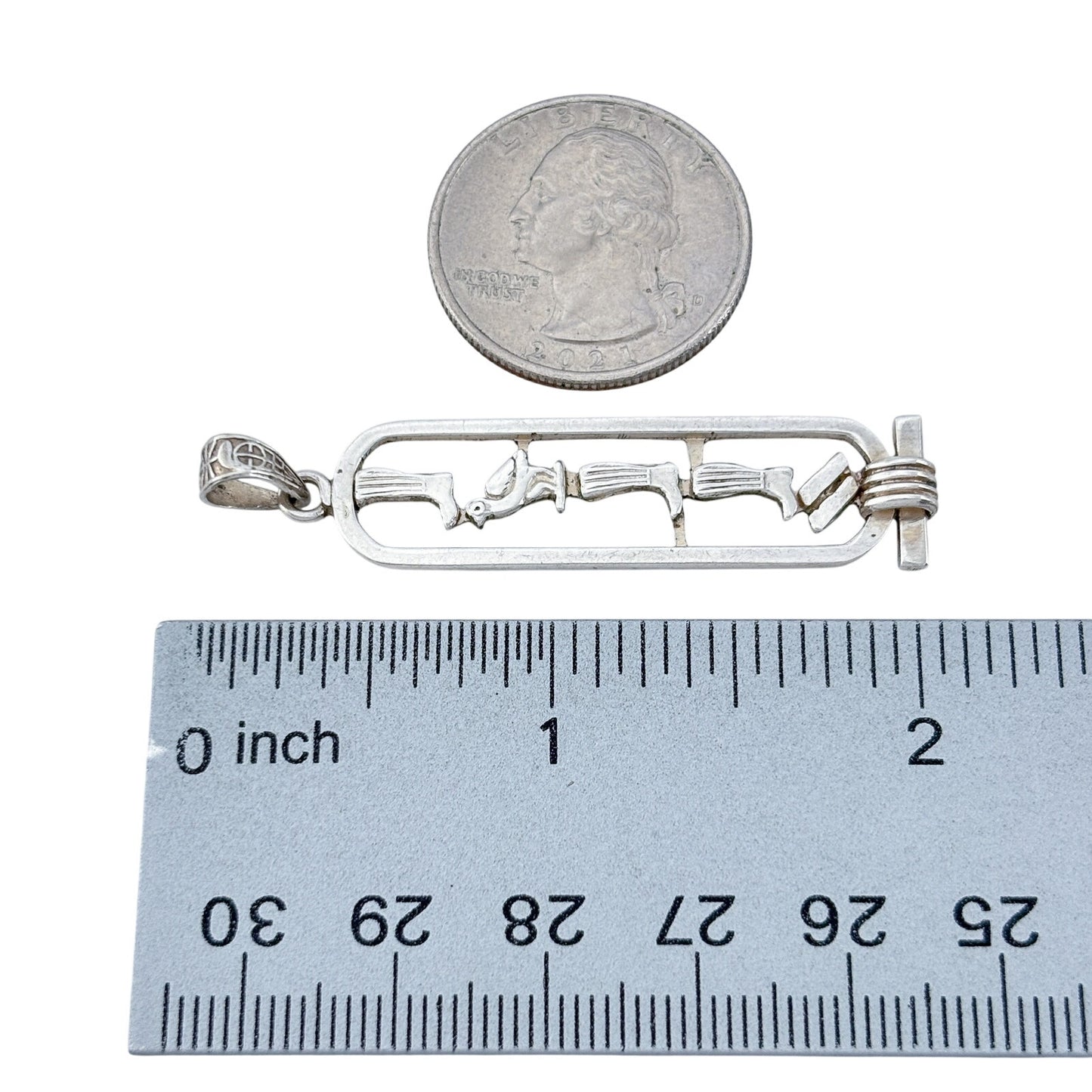 Vintage Sterling Silver 925 Egyptian Hieroglyph Bobby Pendant