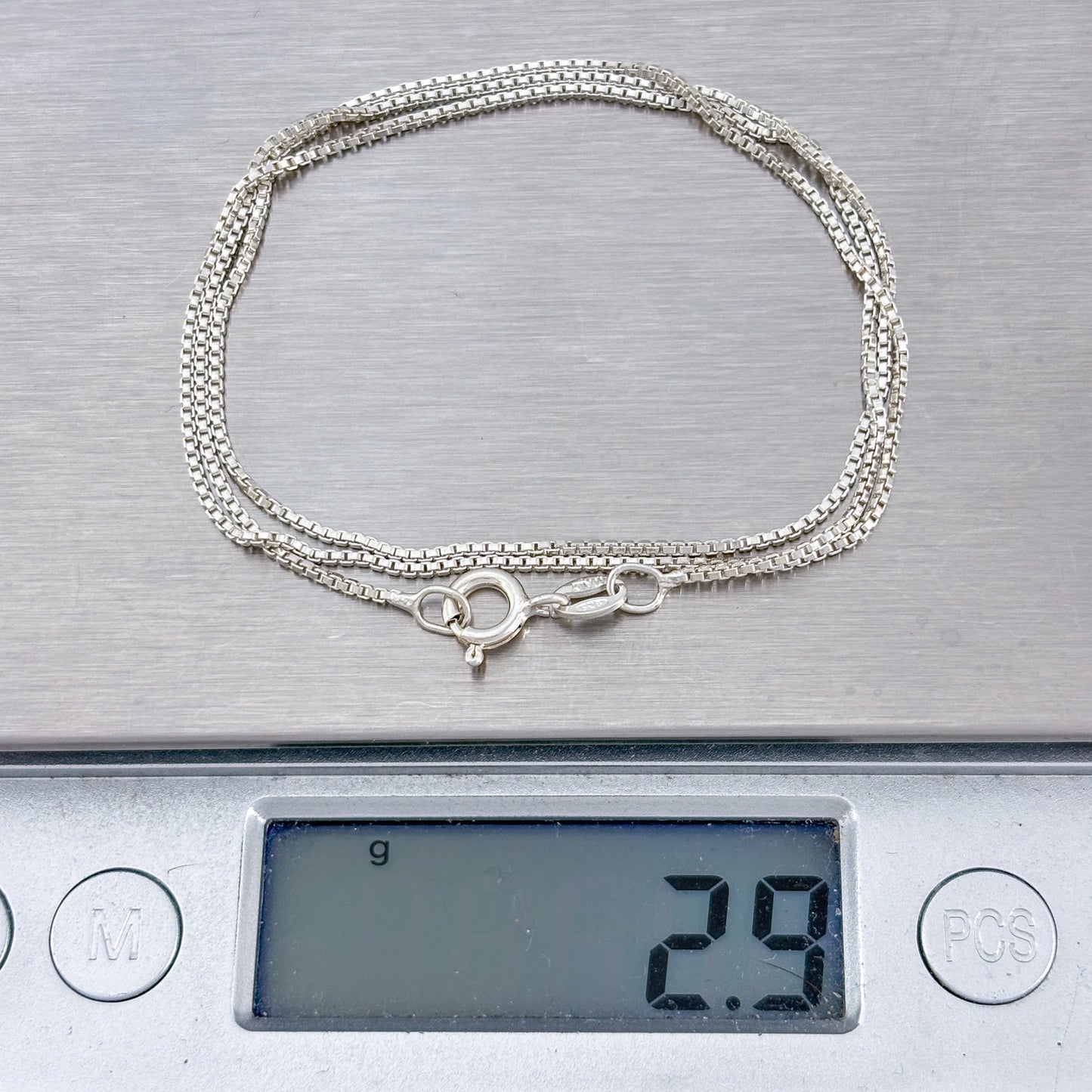 Vintage Italy Sterling Silver 925 Box Chain Necklace 18"