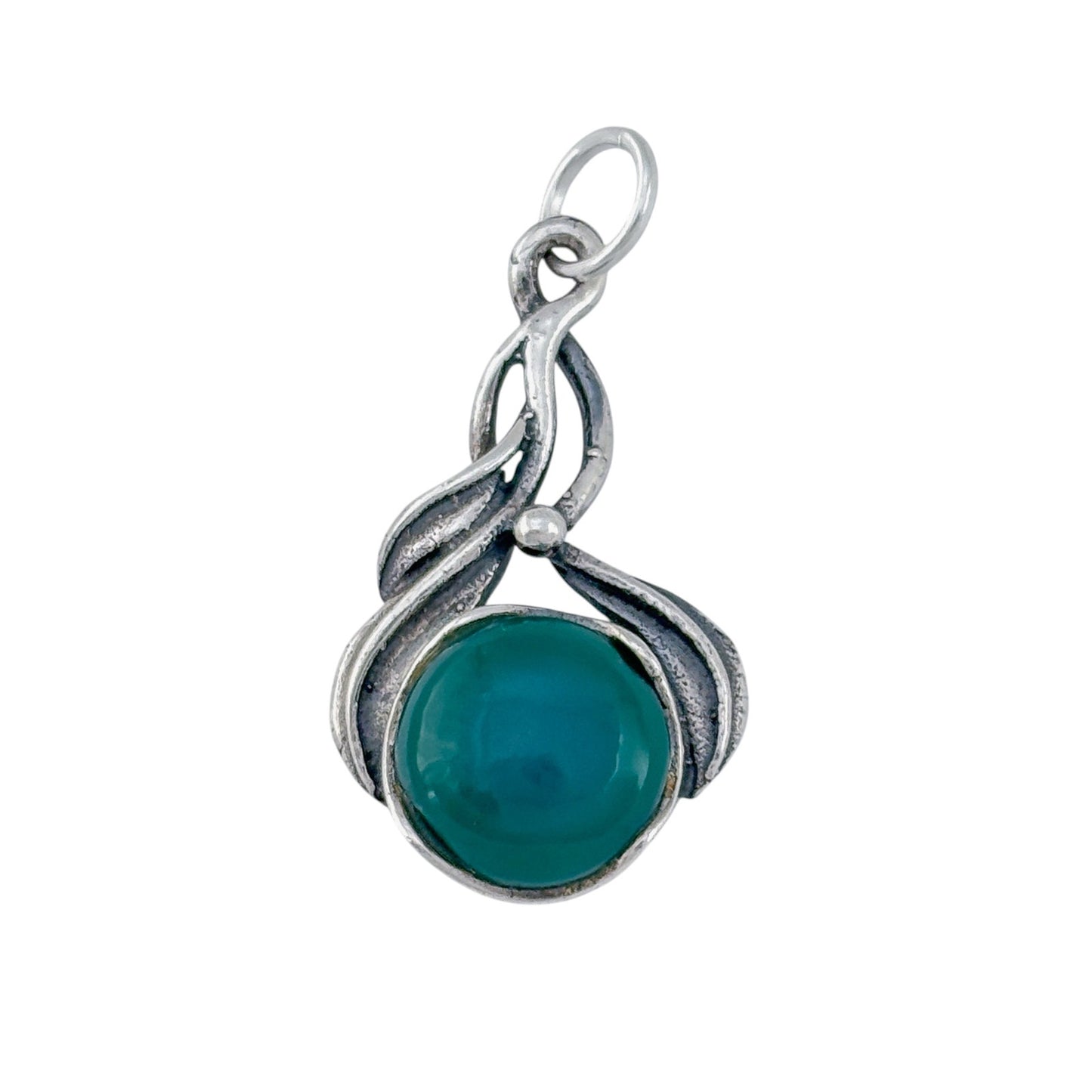 Vintage Sterling Silver 925 Green Onyx Pendant