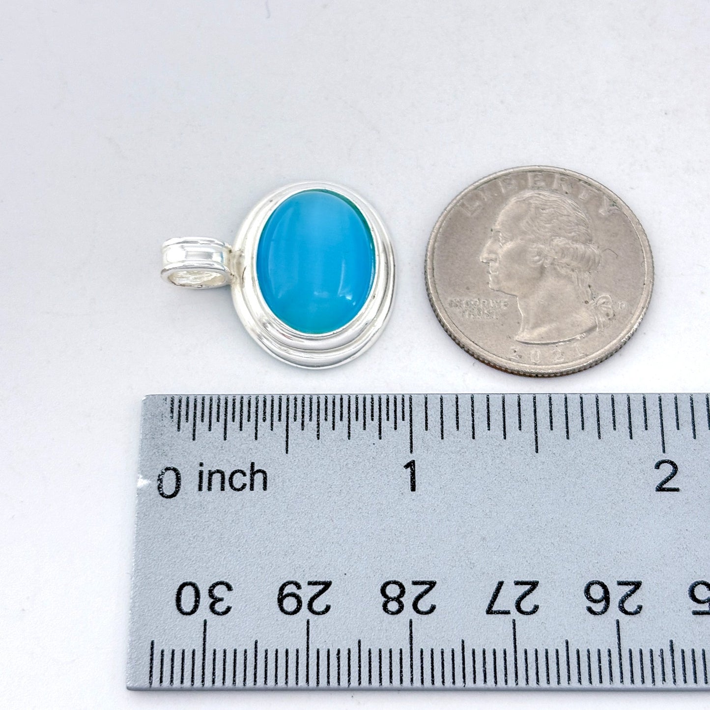 Vintage Sterling Silver 925 Blue Glass Pendant