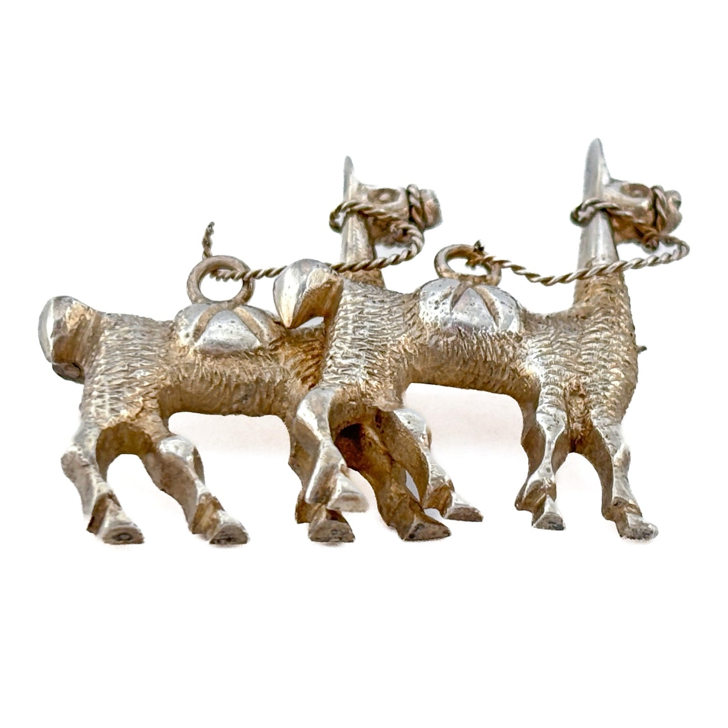 Vintage Sterling Silver 925 Llama Duo Brooch