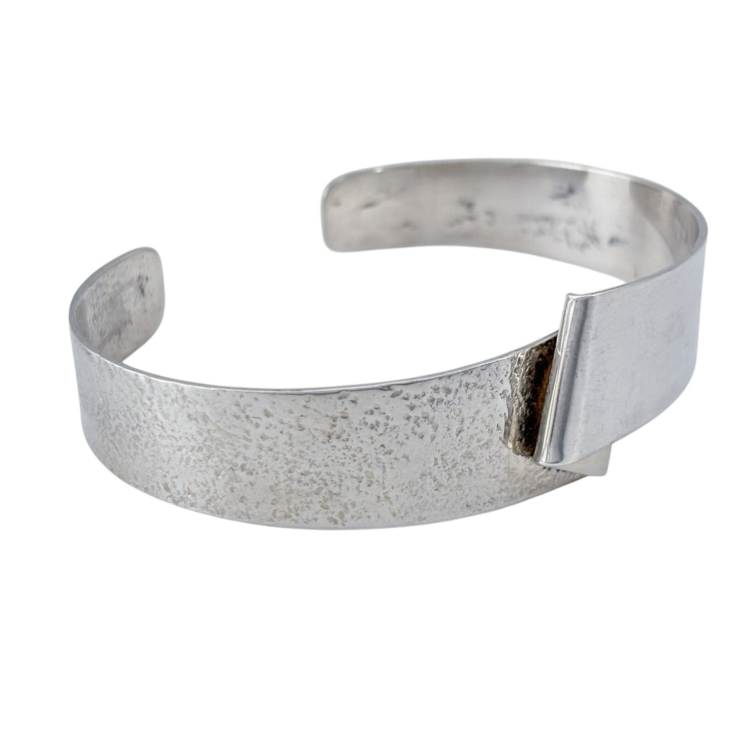 Vintage Sterling Silver 925 Wide Cuff Bracelet 6.5"