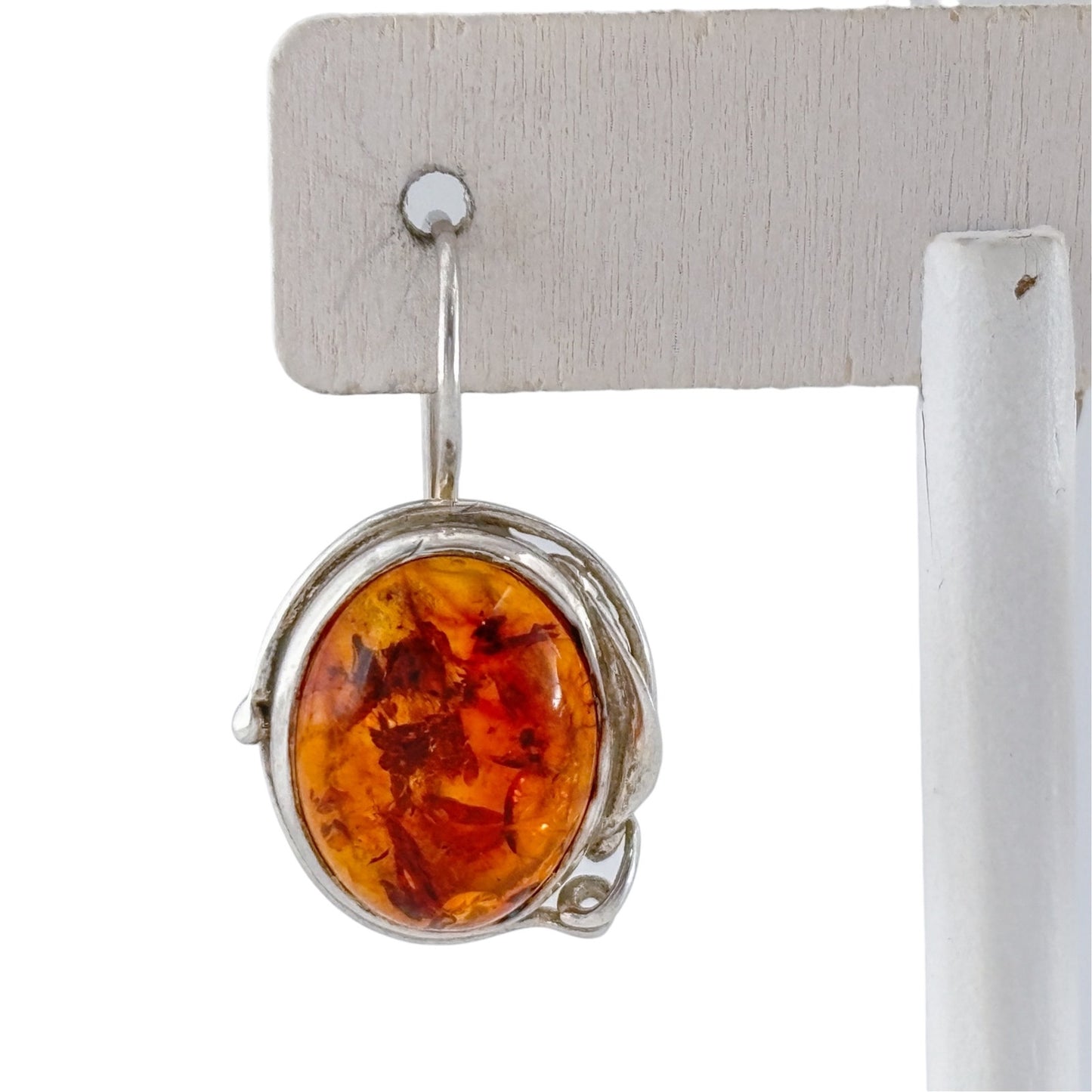 Vintage Sterling Silver 925 Amber Drop Earrings