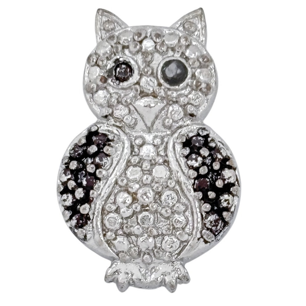 Vintage Sterling Silver 925 Cubic Zirconia Owl Pendant