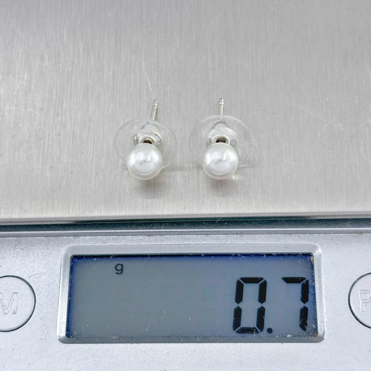 Vintage Sterling Silver 925 Imitation Pearl Stud Earrings