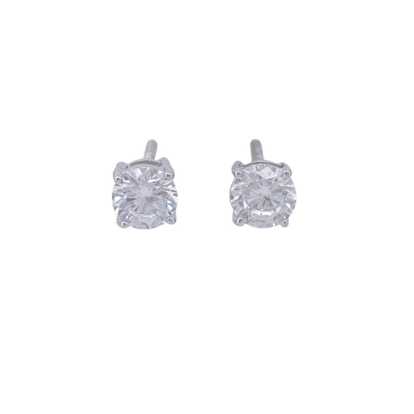 5mm Cubic Zirconia Stud Earrings | Vintage Sterling Silver 925