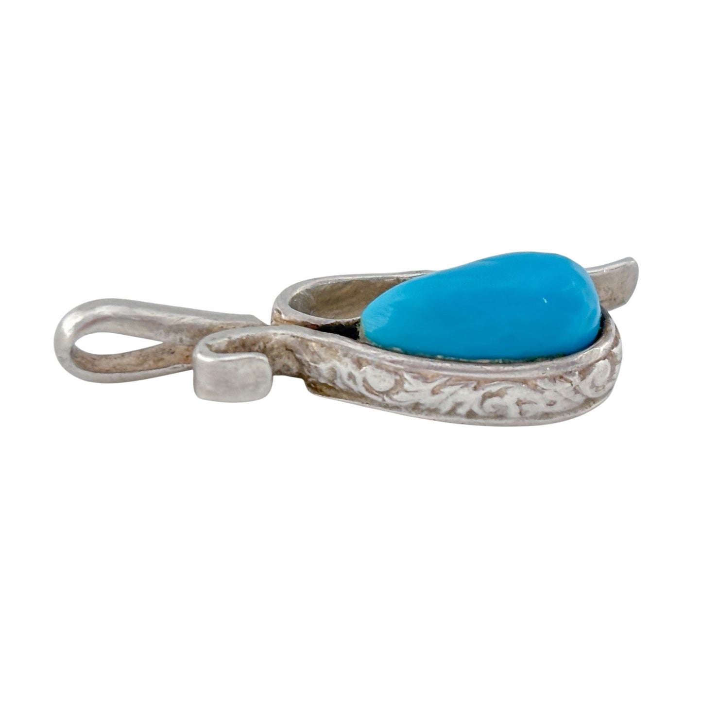 Vintage Sterling Silver 925 Turquoise Teardrop Pendant