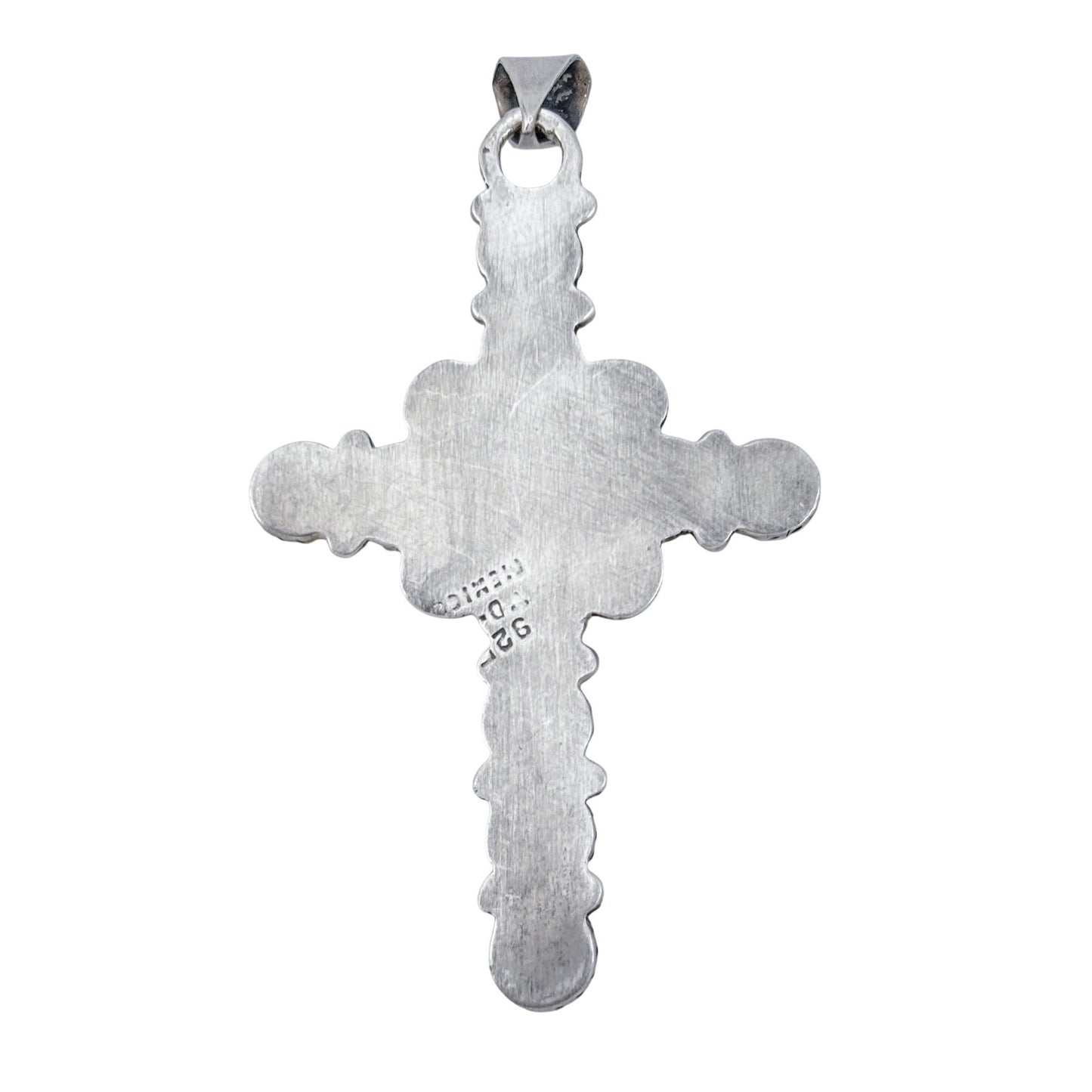 Vintage Mexican Taxco Sterling Silver 925 Turquoise Cross Pendant