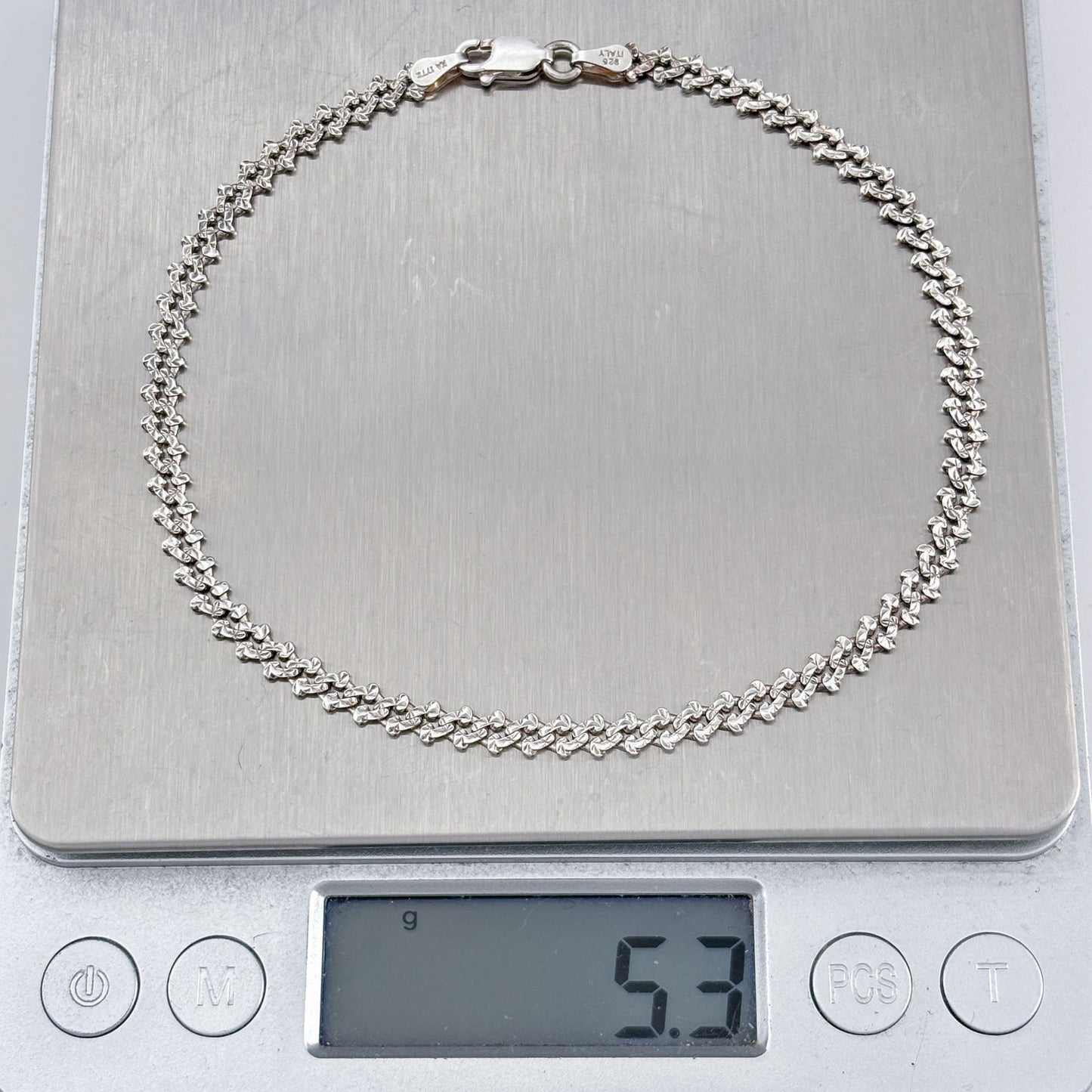Vintage Sterling Silver 925 Italian Chain Anklet 9.5"