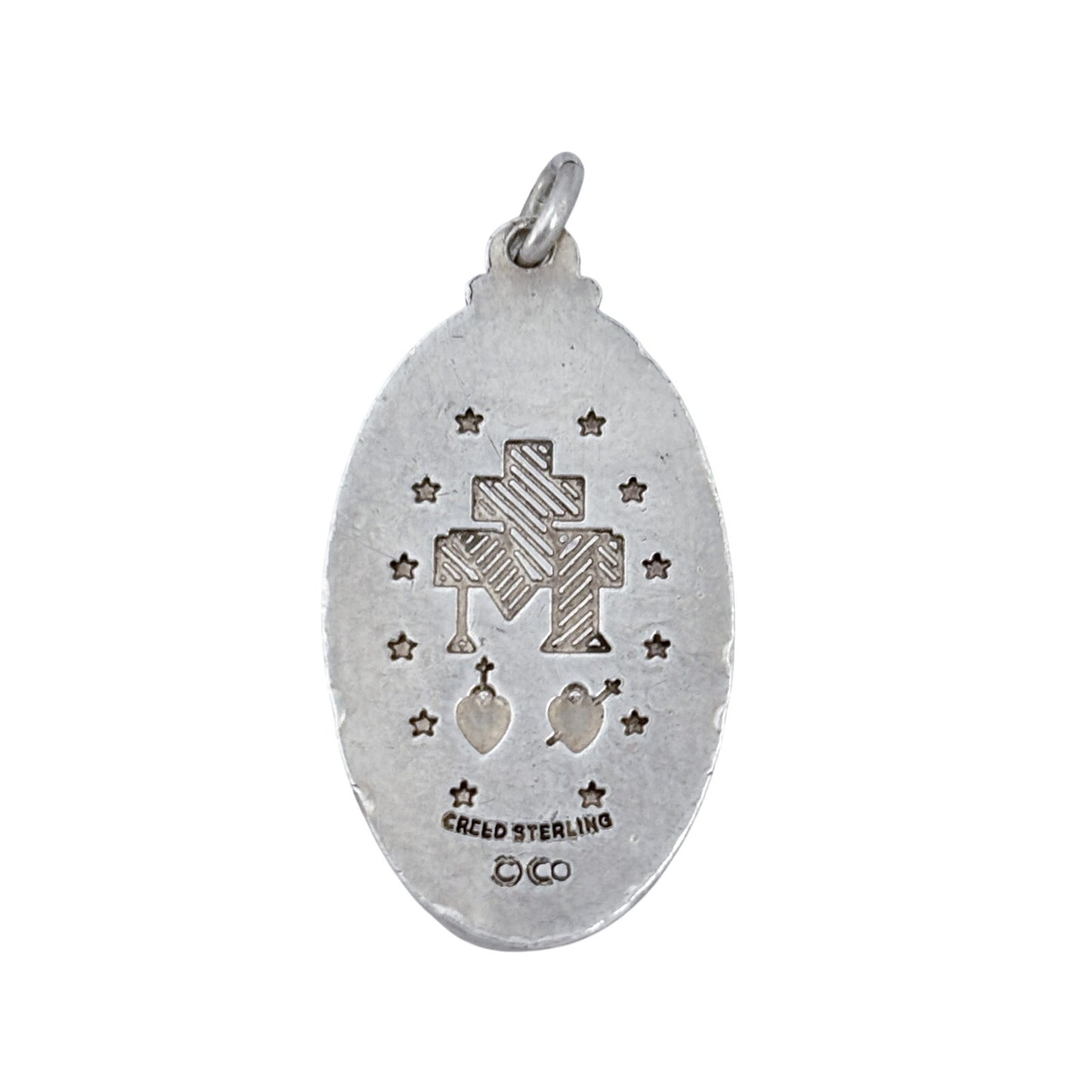 Vintage Sterling Silver 925 The Virgin Mary Miraculous Medal Pendant