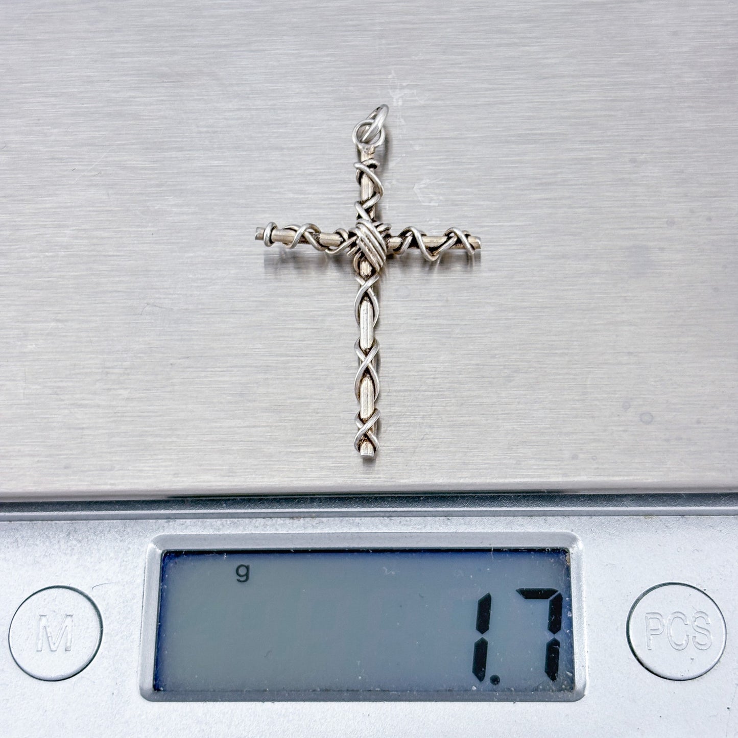 Vintage Sterling Silver 925 Twisted Wire Cross Pendant