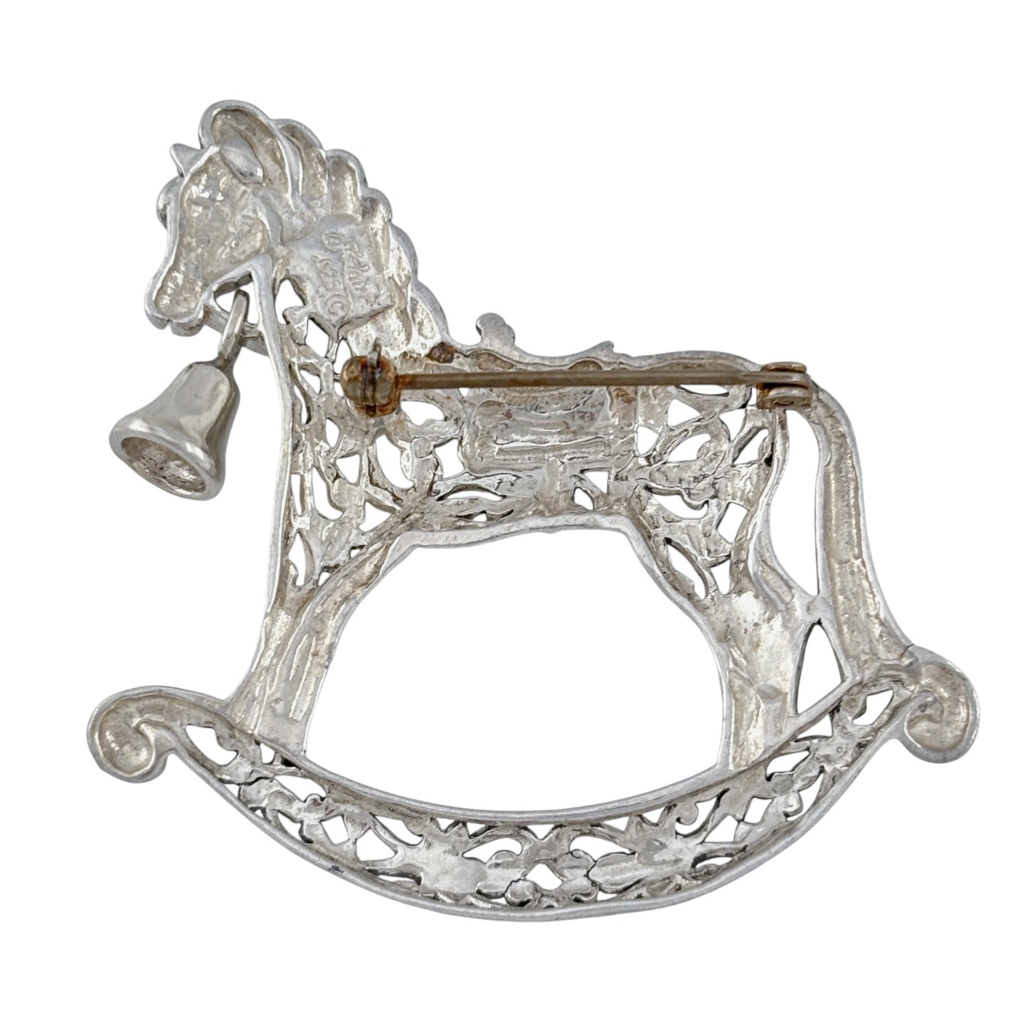 Vintage Jezlaine Sterling Silver 925 Rocking Horse Brooch