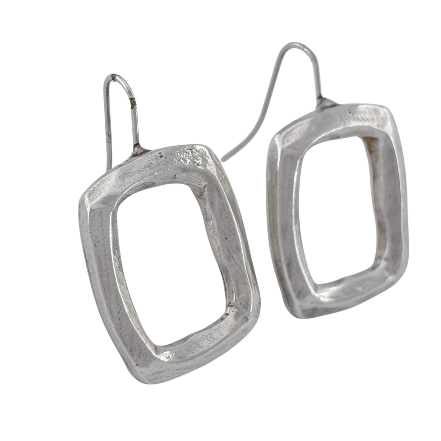 Vintage Duo B Paris Sterling Silver 925 Square Hoop Earrings