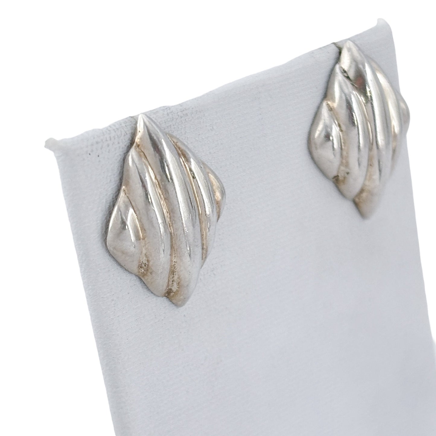 Vintage Sterling Silver 925  Fluted Earrings