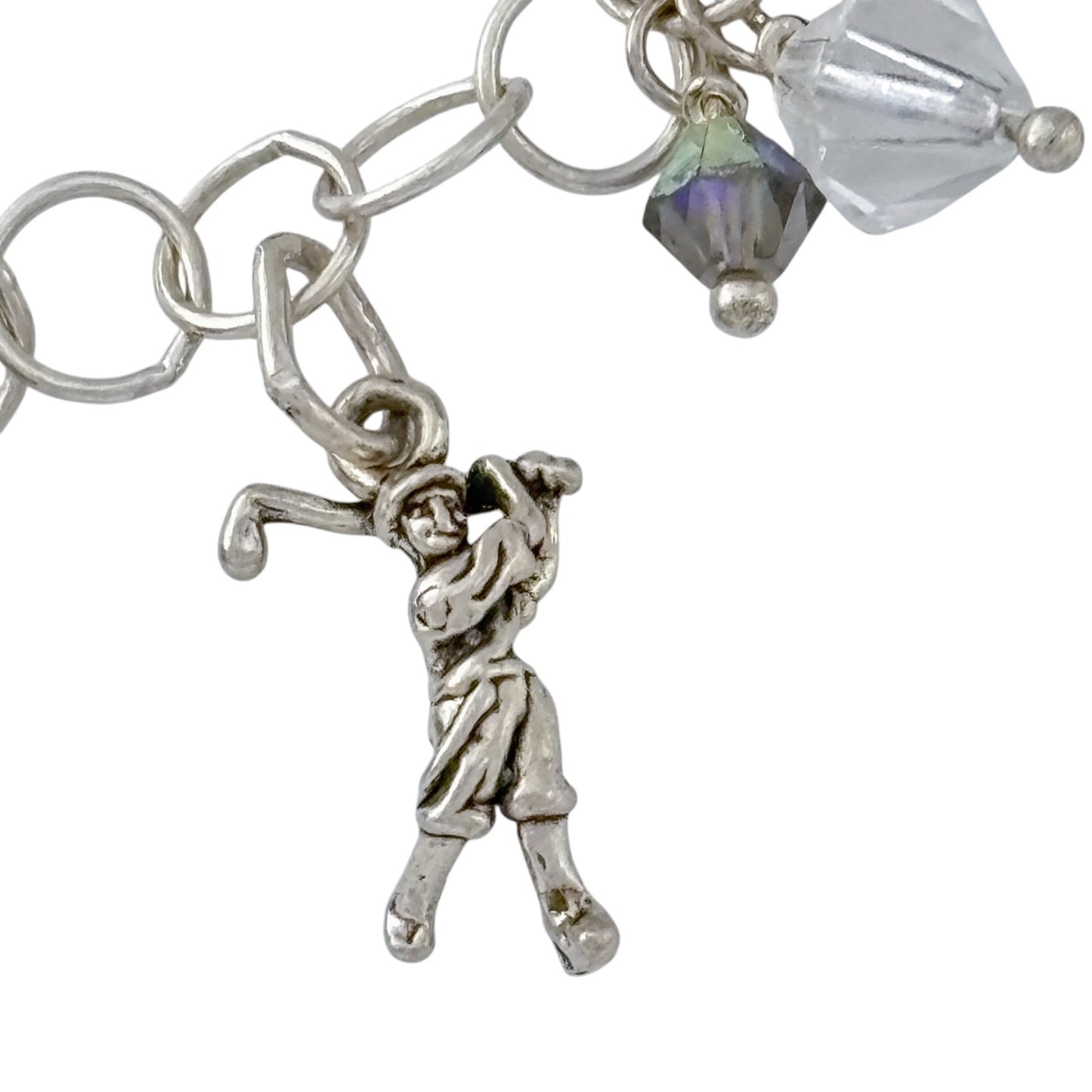 Vintage Sterling Silver 925 Golf Charm Bracelet 6.5-7.5"