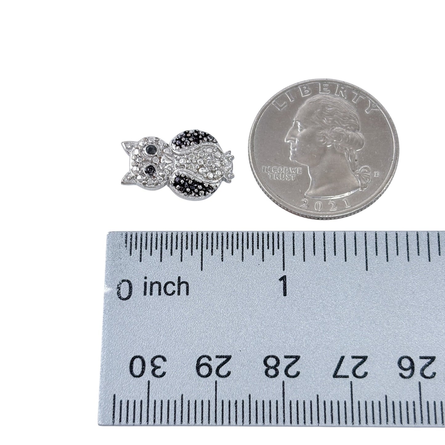 Vintage Sterling Silver 925 Cubic Zirconia Owl Pendant