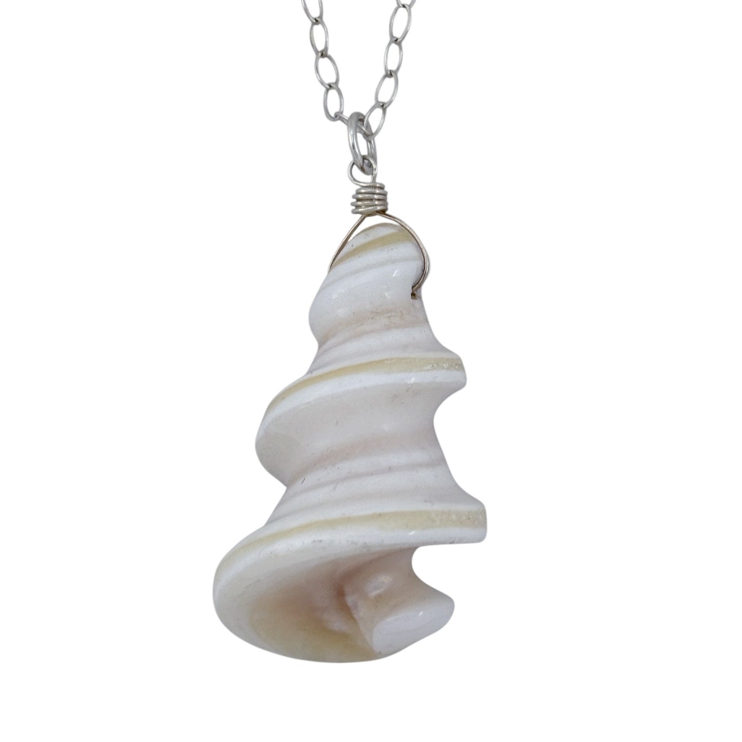 Vintage Sterling Silver 925 Shell Pendant Necklace 18"