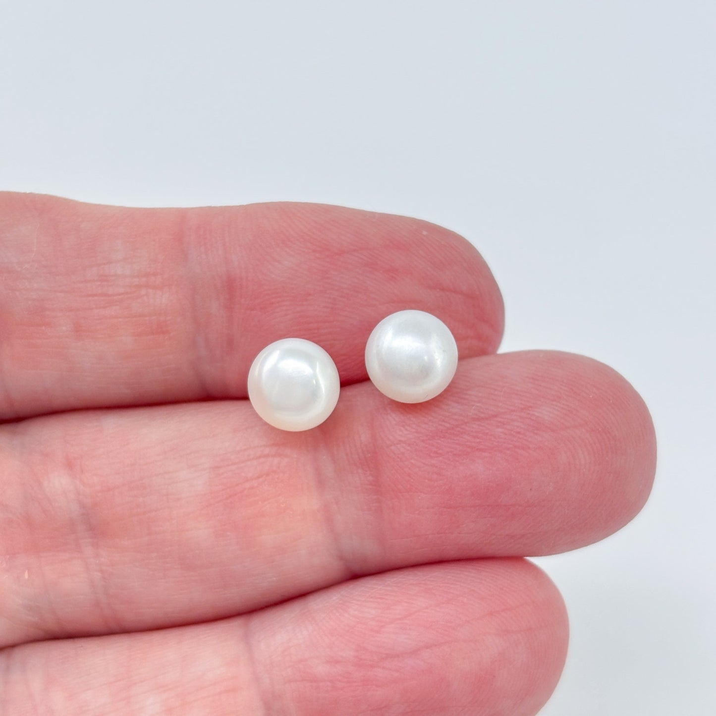 Vintage Sterling Silver 925 White Pearl Stud Earrings