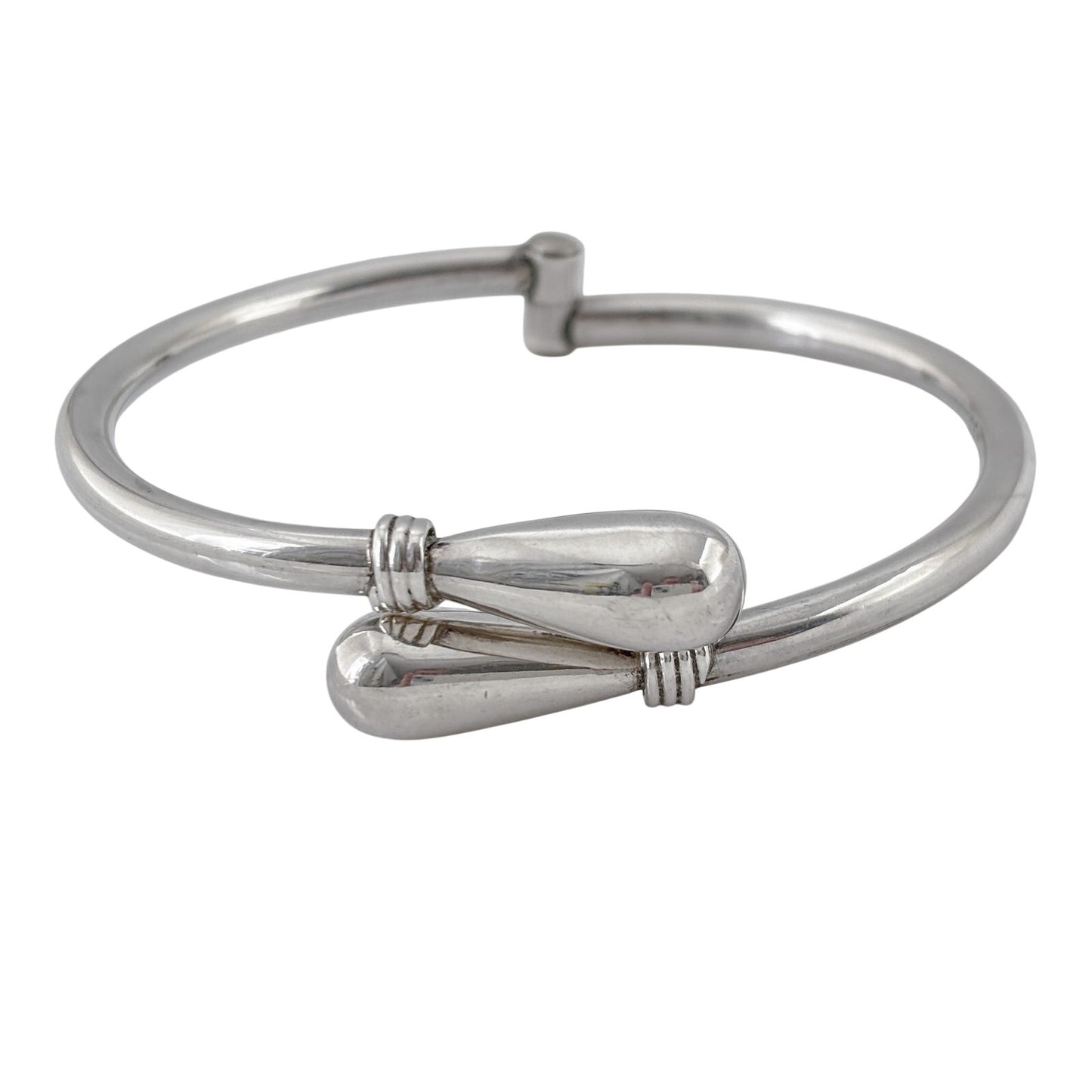 Vintage Mexican Sterling Silver 925 Teardrop Tip Crossover Bracelet 7.5"