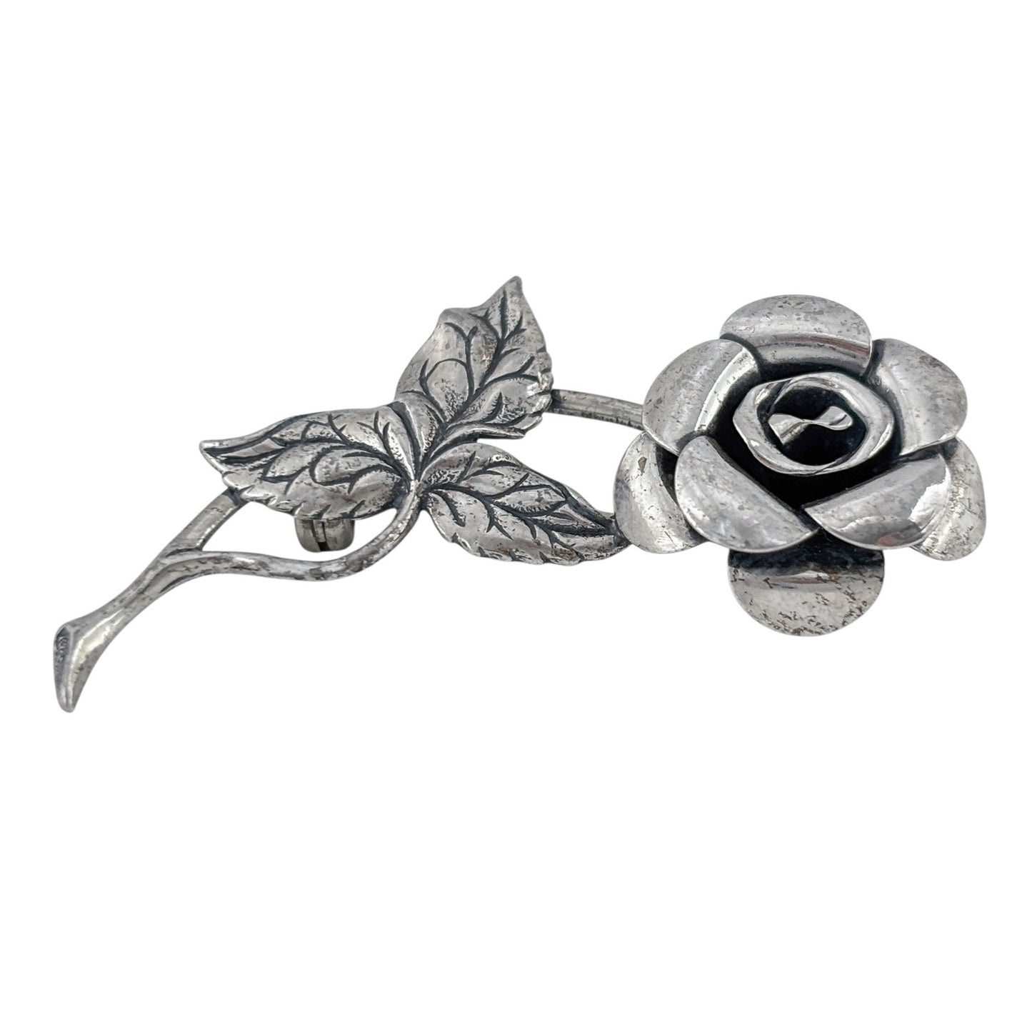 Sterling Silver 925 Rose Flower Brooch