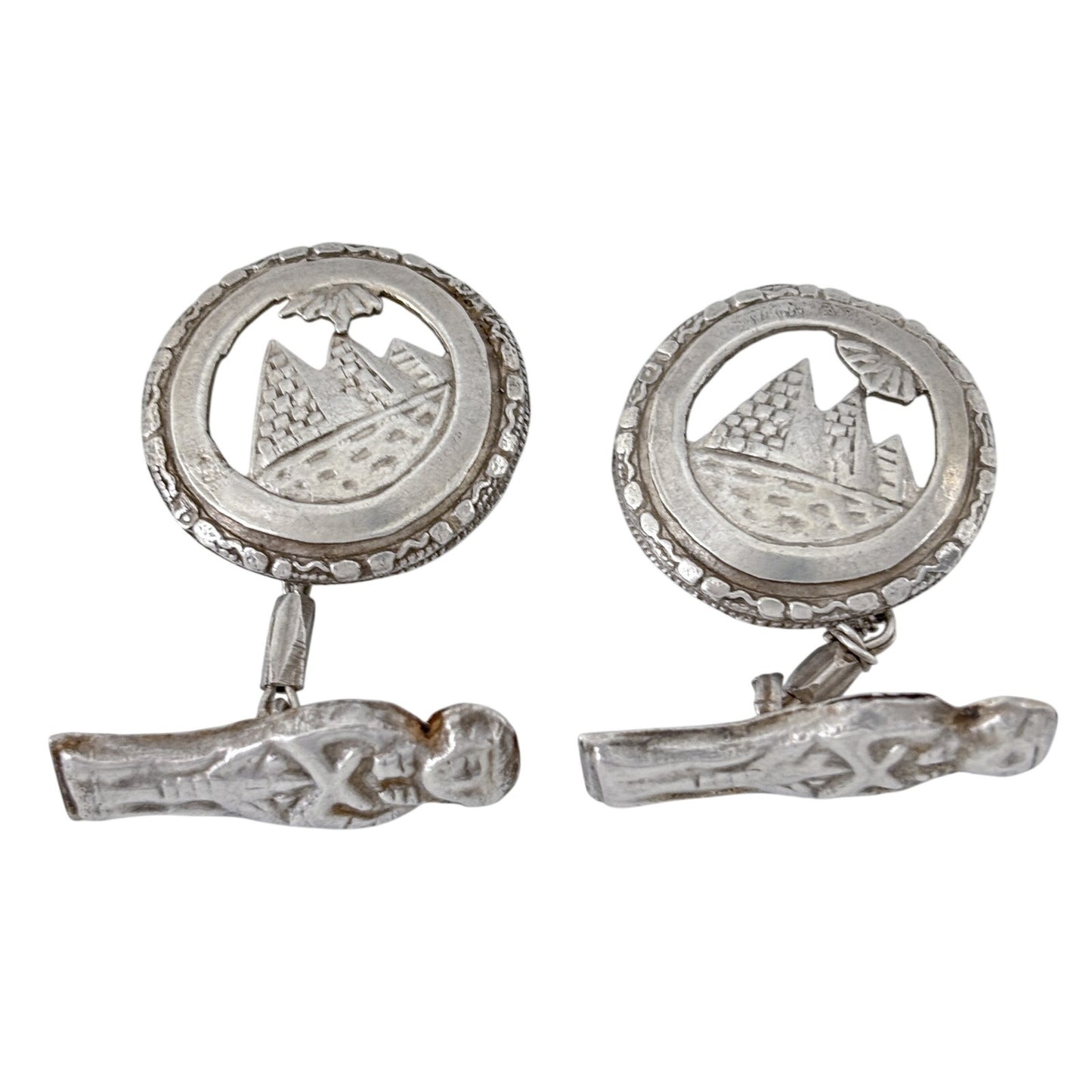 Vintage Sterling Silver 925 Egyptian Revival Cuff Links