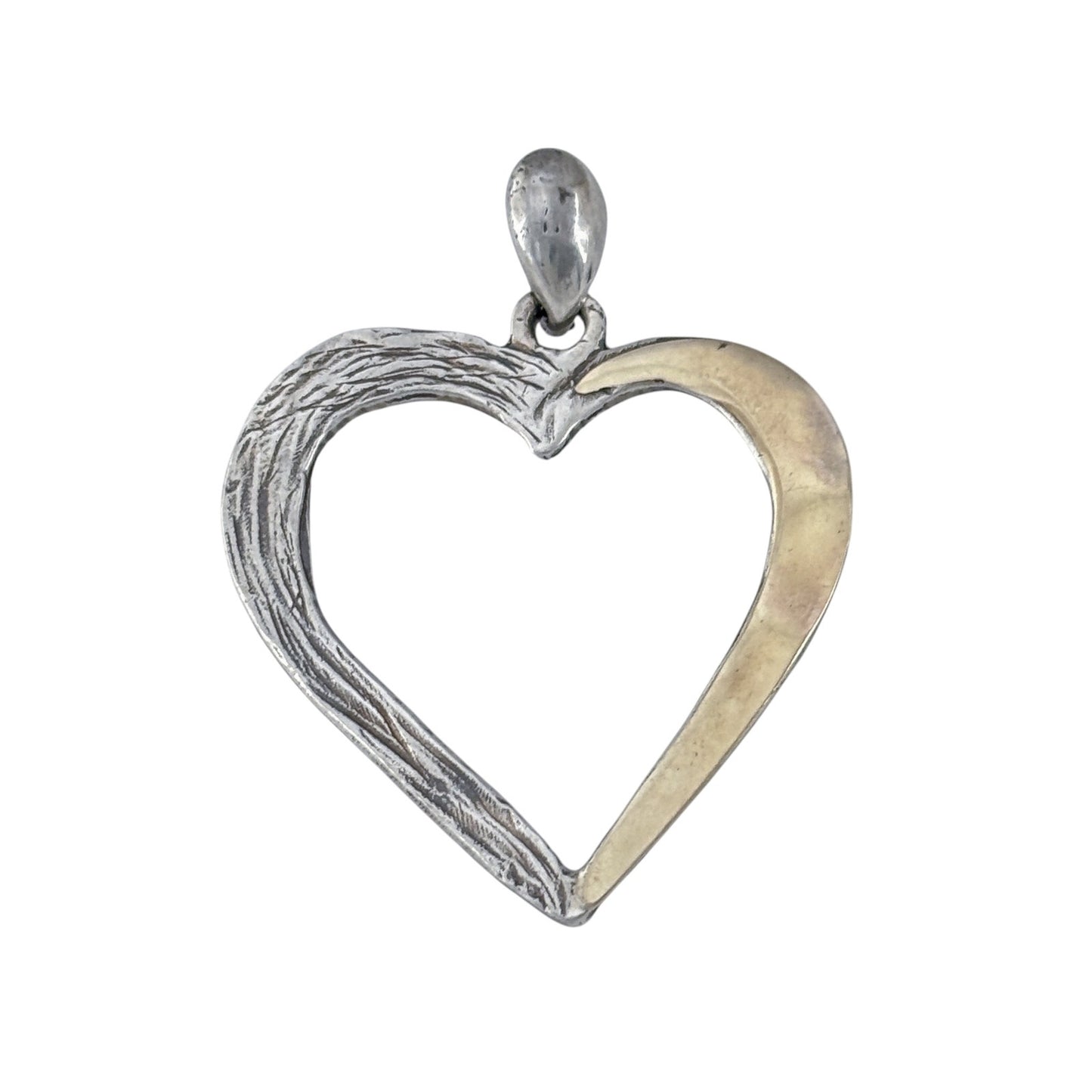 Vintage Sterling Silver 925 Two Tone Heart Pendant