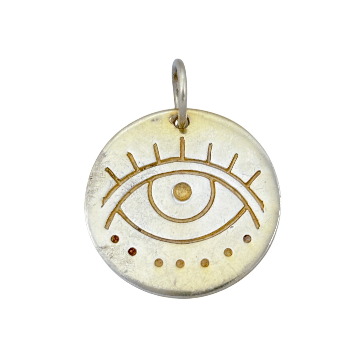 Vintage Sterling Silver 925 Gold-Tone Evil Eye Pendant