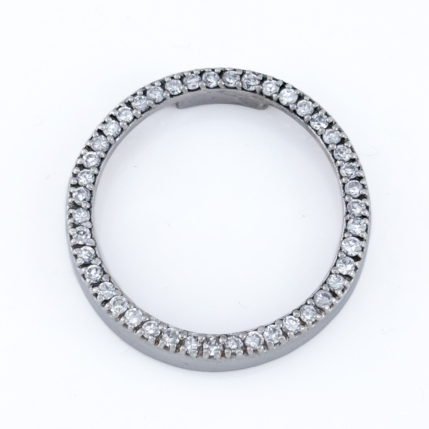Vintage Sterling Silver 925 Cubic Zirconia Circle Pendant