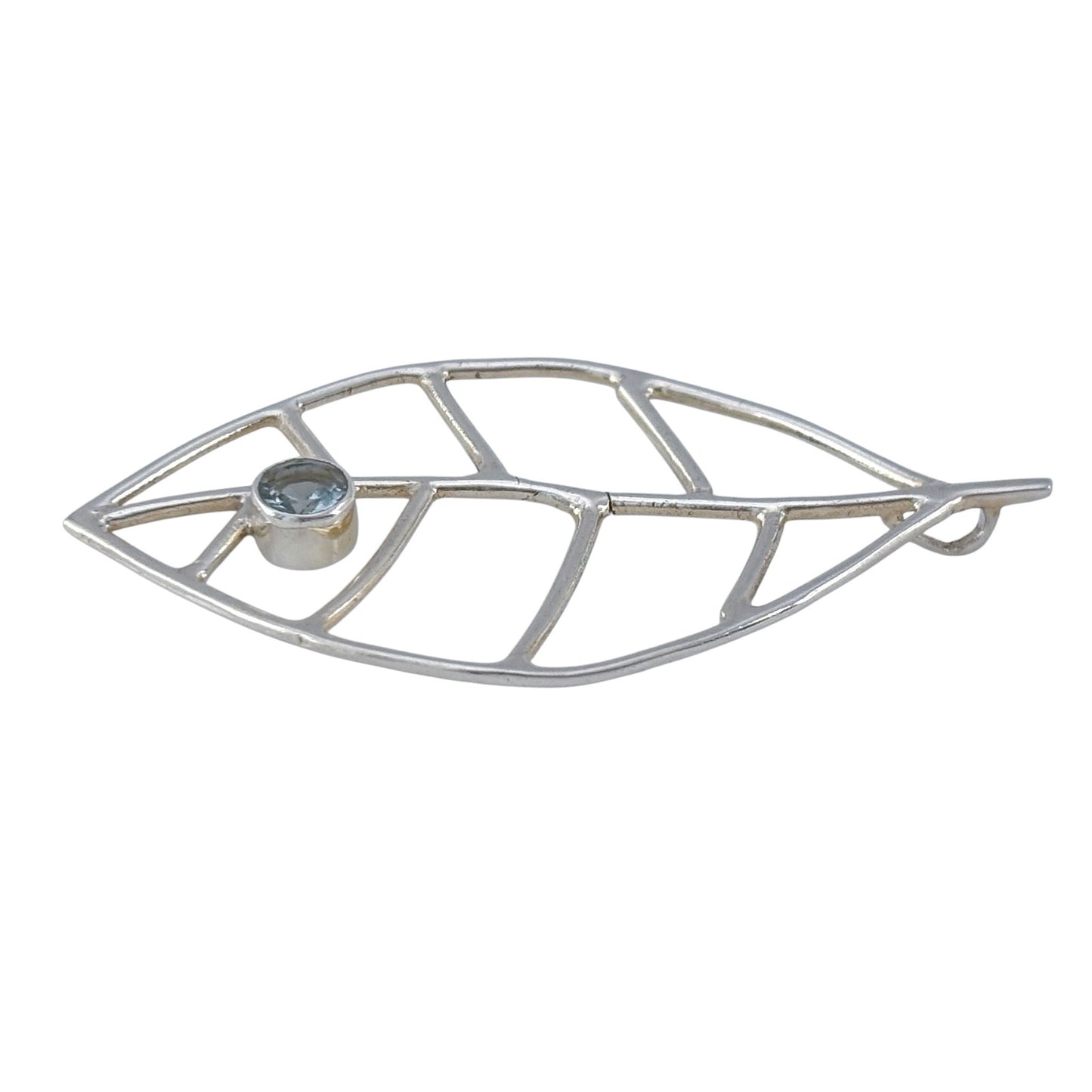 Vintage Sterling Silver 925 Topaz Leaf Pendant