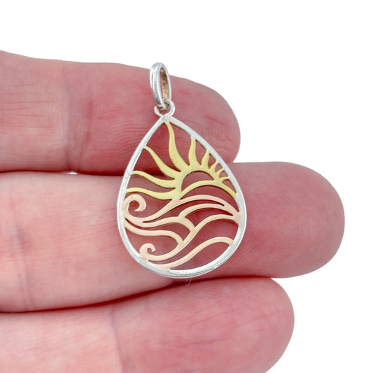Vintage Sterling Silver 925 Multi Color Sunrise Pendant