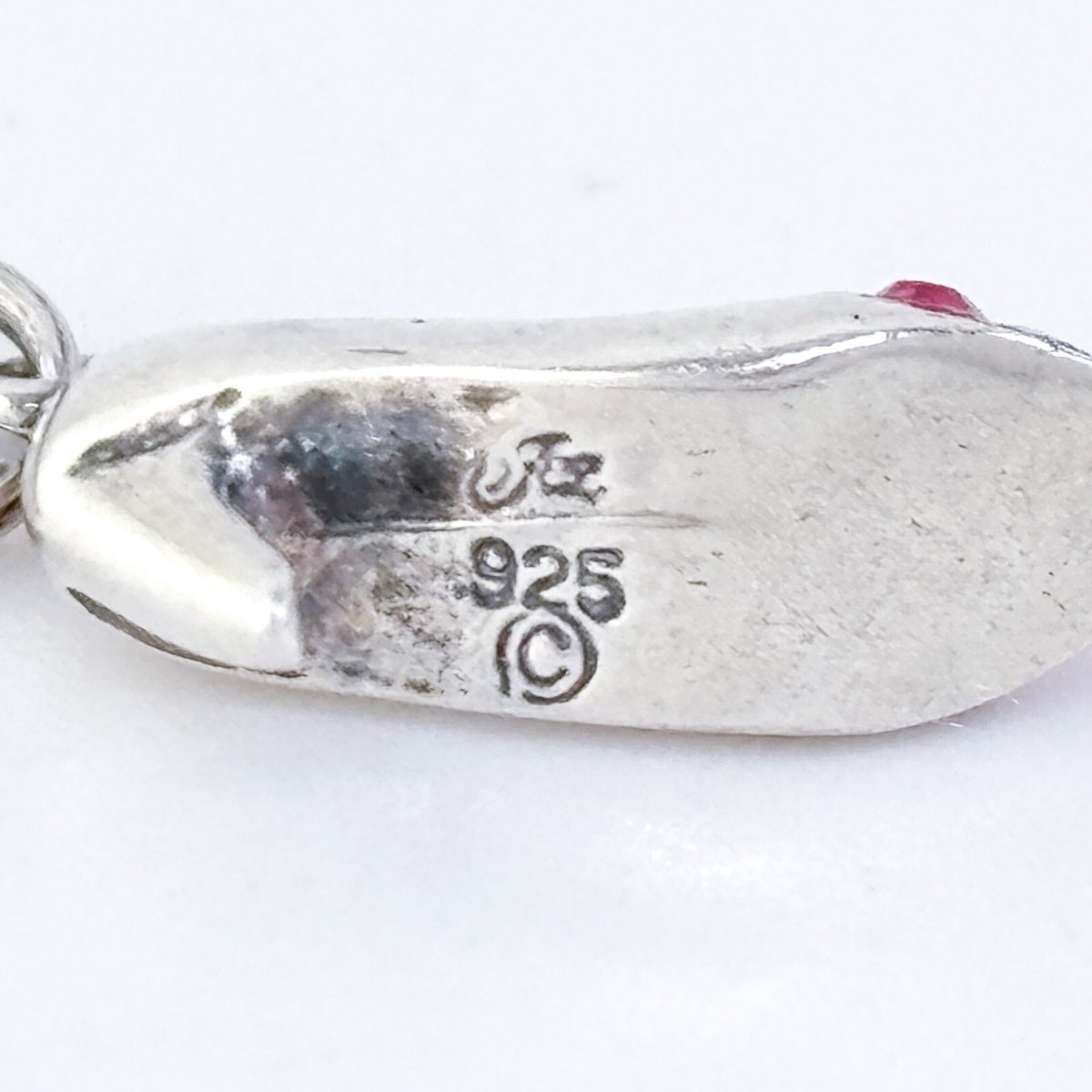 Vintage Jezlaine Sterling Silver 925 Pink Crystal High Heel Shoe Charm Pendant