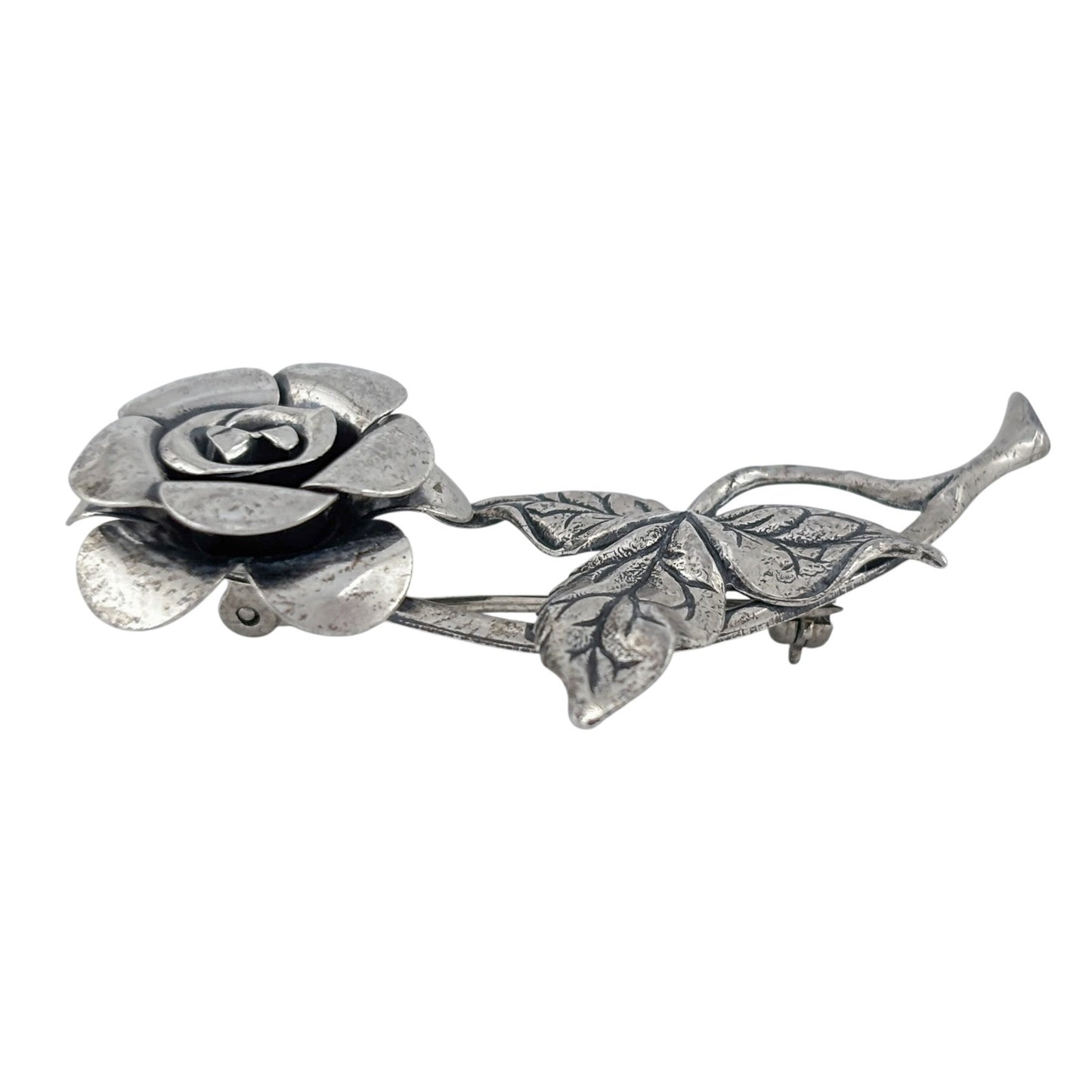 Sterling Silver 925 Rose Flower Brooch