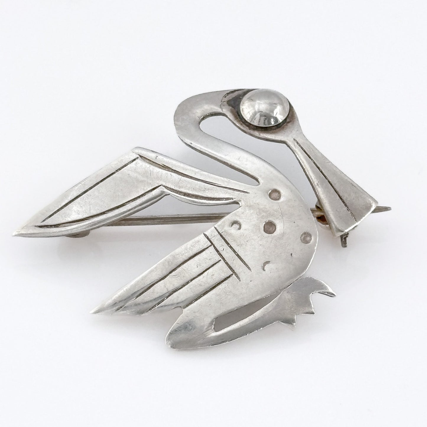 Vintage Sterling Silver 925 Peru Pelican Brooch