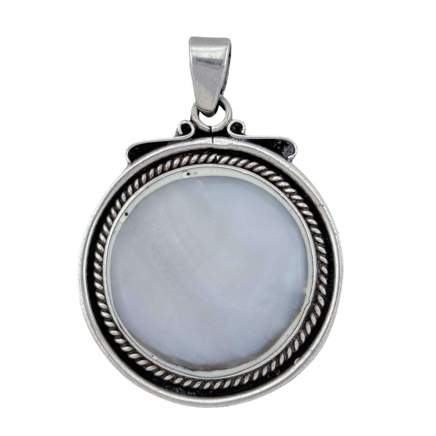 Vintage Mexico Taxco Sterling Silver 925 Mother of Pearl Pendant