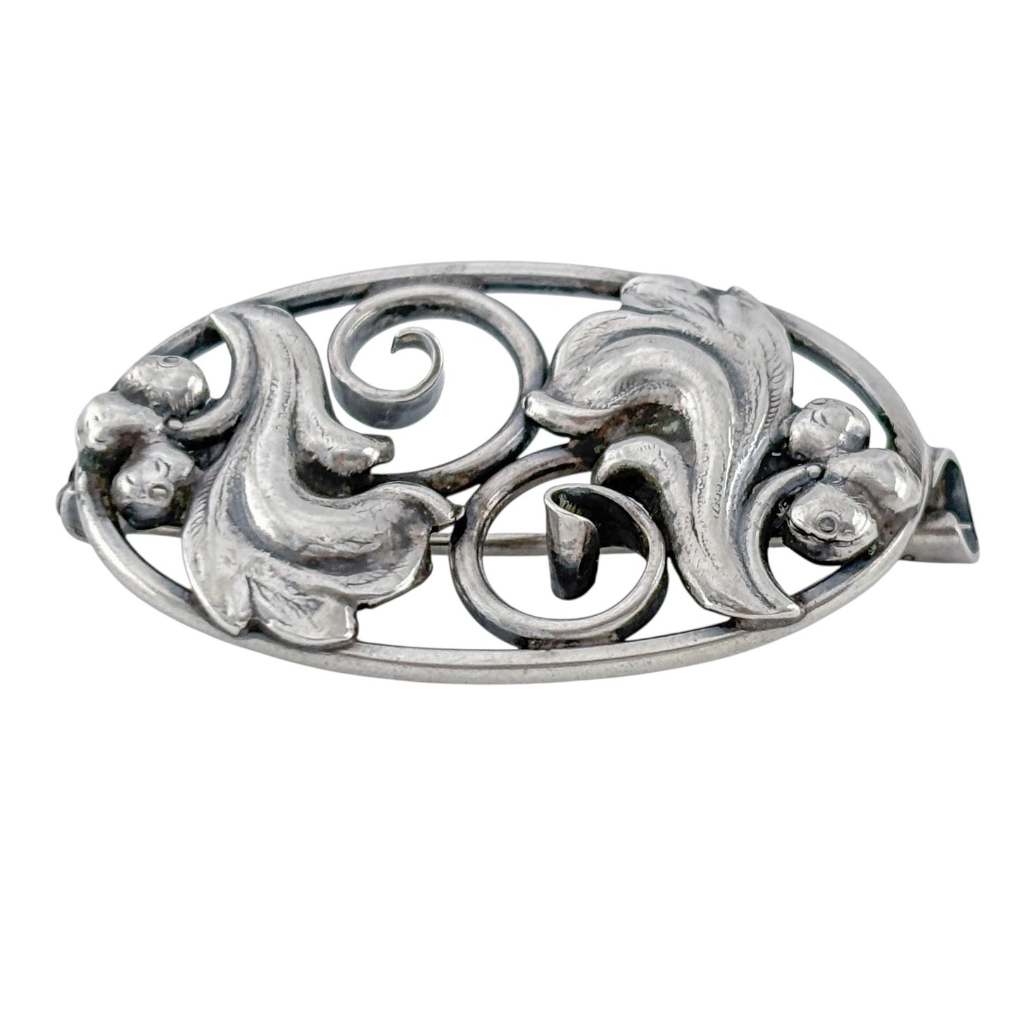Vintage Sterling Silver 830 Art Nouveau Brooch