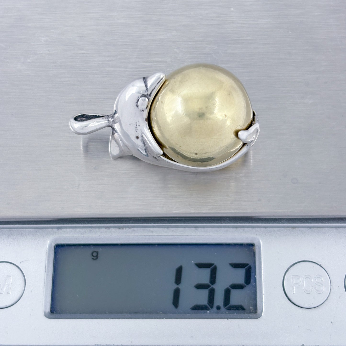 Vintage Sterling Silver 925 Dolphin Rotating Melodic Sphere Pendant