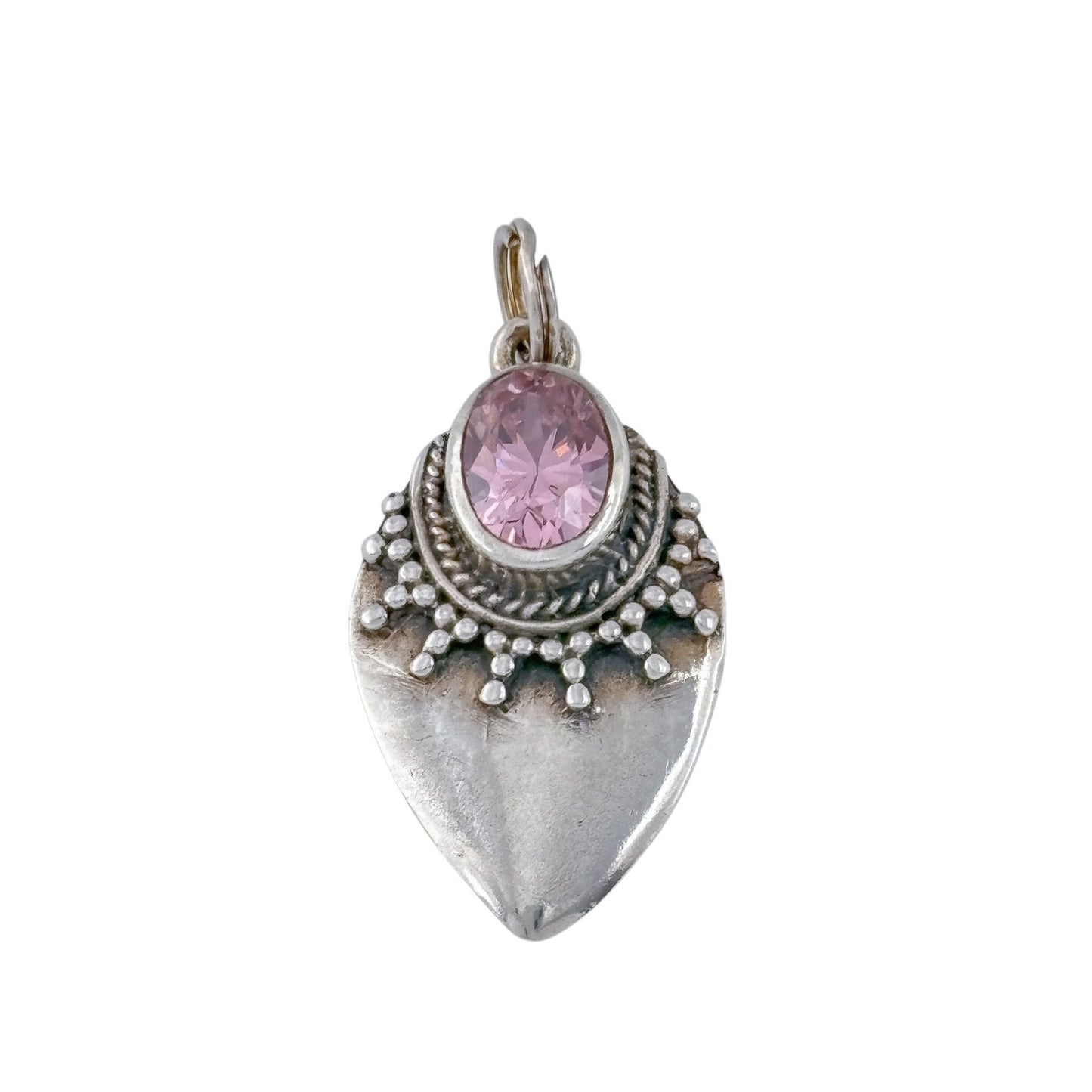 Vintage Sterling Silver 925 Morganite Pendant