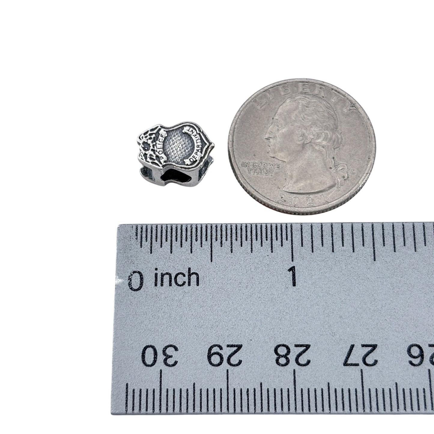 Vintage Sterling Silver 925 Police Badge Slide Charm