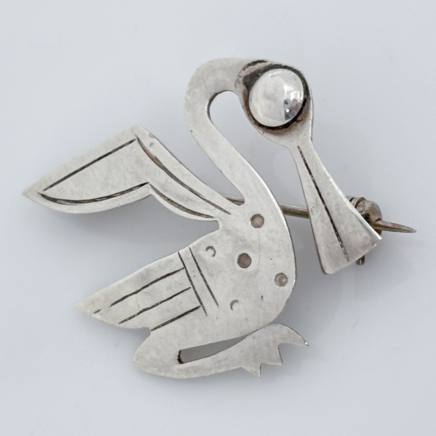Vintage Sterling Silver 925 Peru Pelican Brooch
