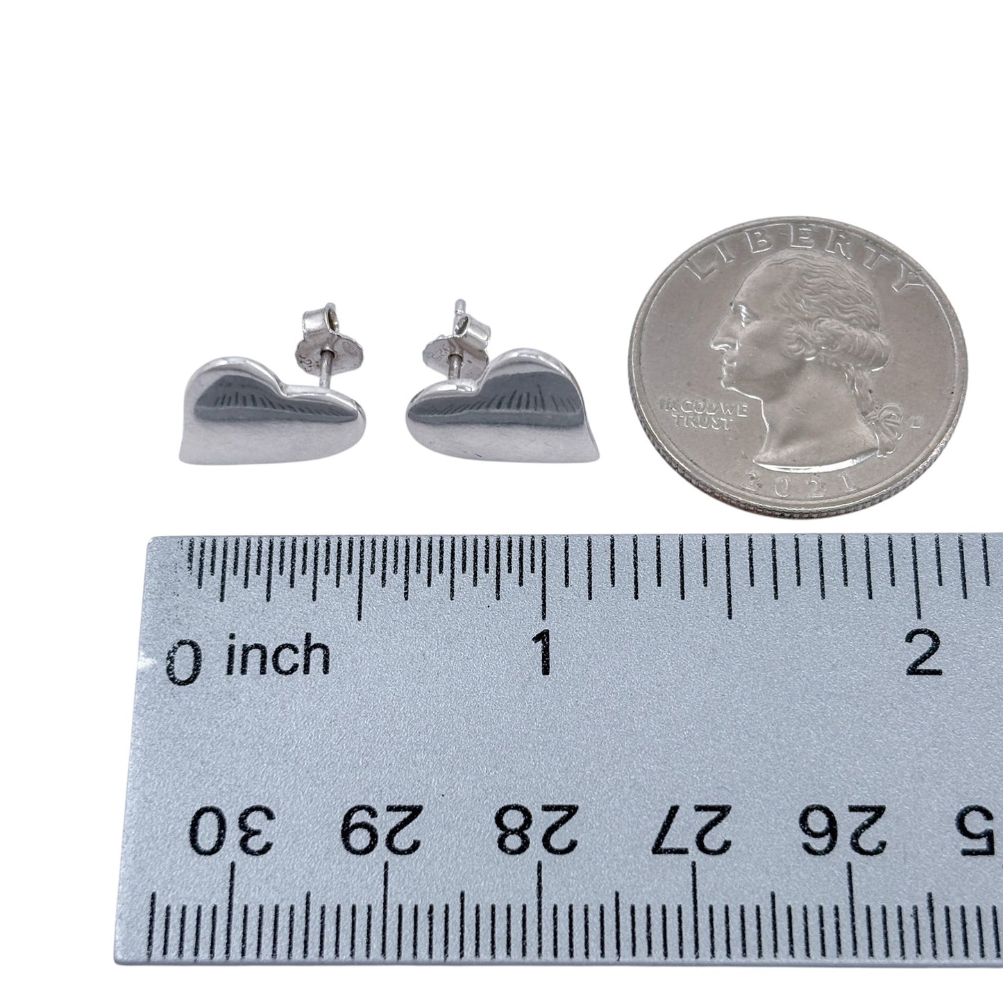 Vintage Sterling Silver 925 Heart Stud Earrings