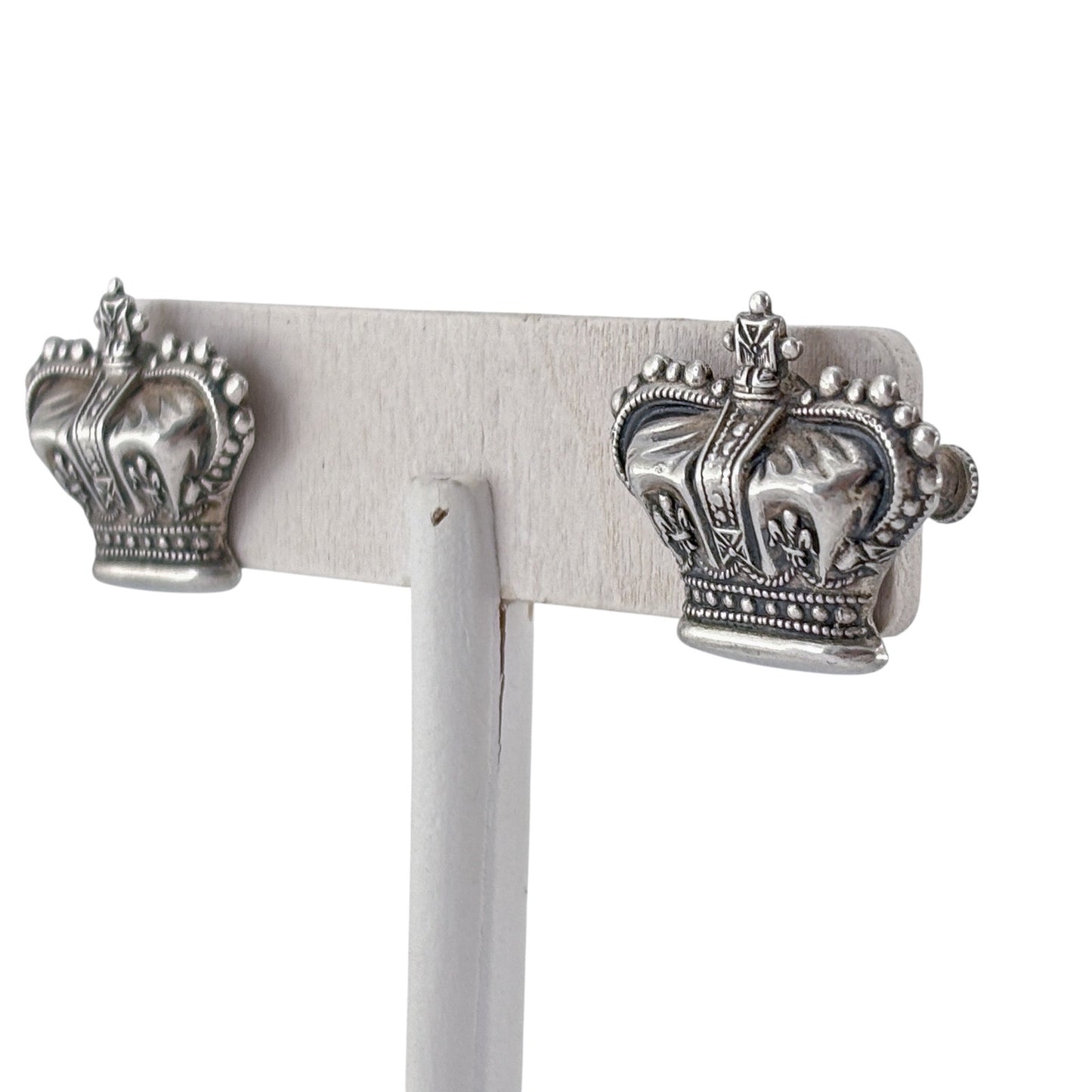 Vintage Sterling Silver 925 Crown Screw Back Earrings